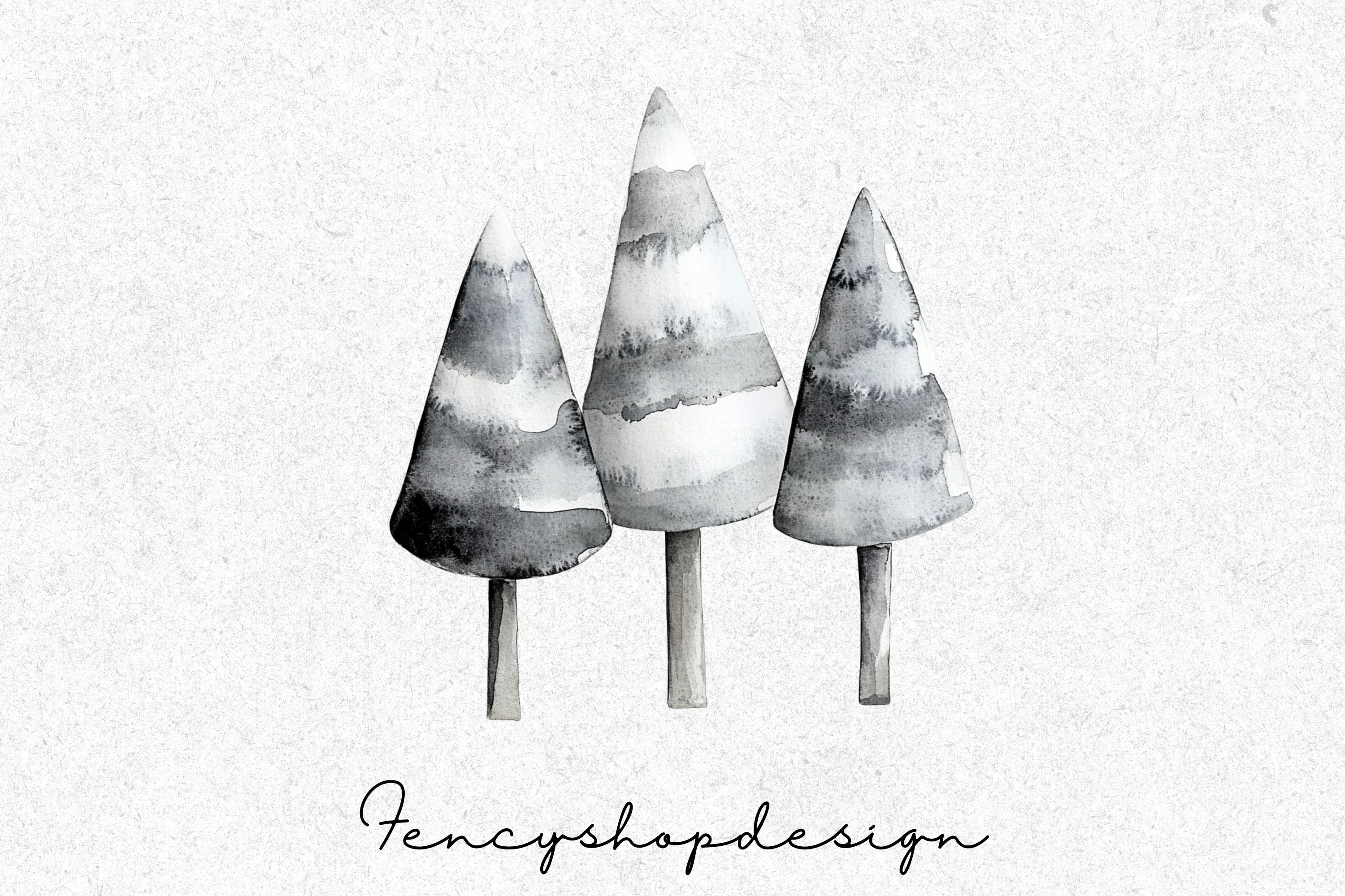 Winter Forest Tree Clipart Bundle - Image 2
