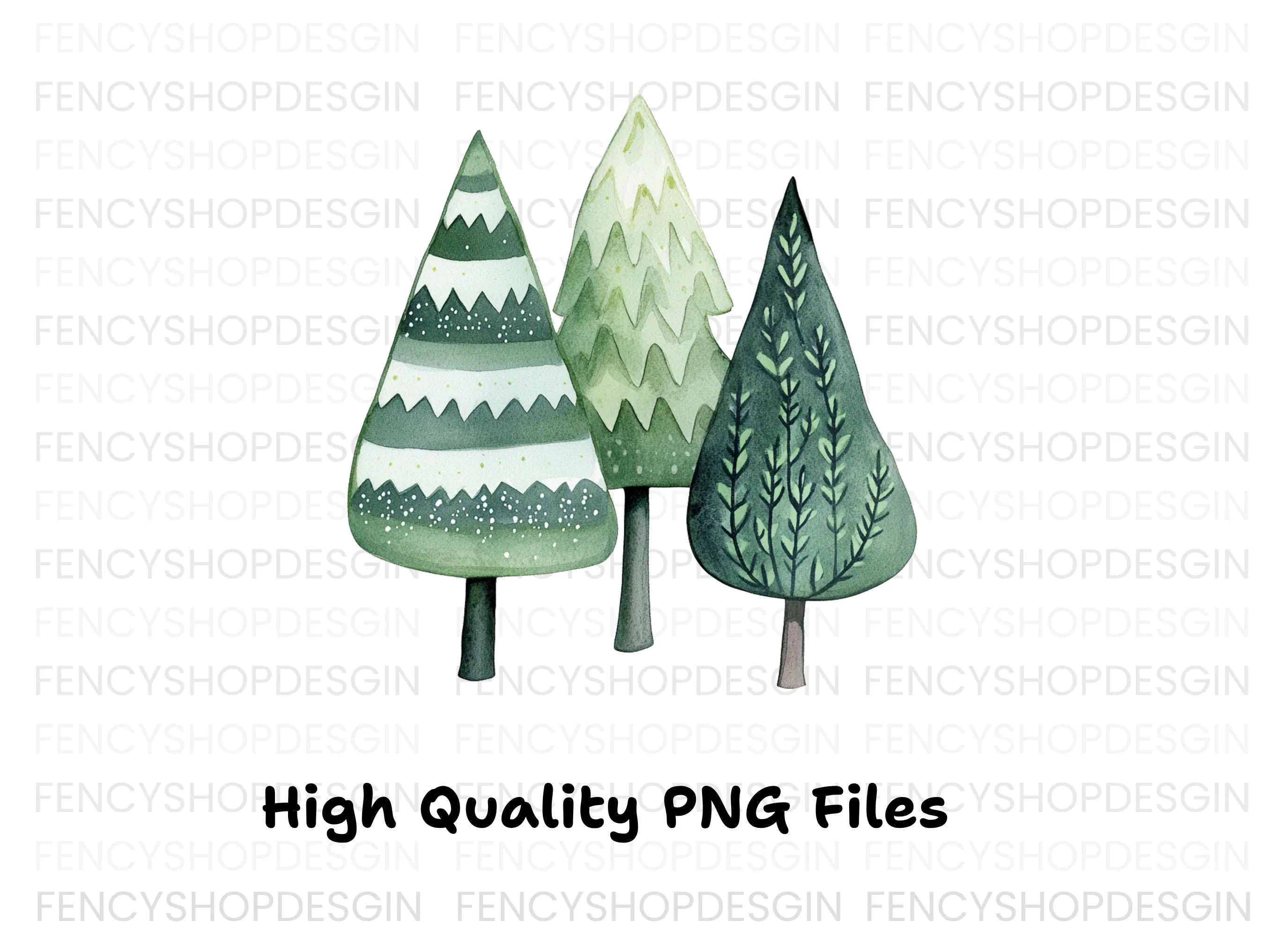 Winter Forest Tree Clipart Bundle - Image 3
