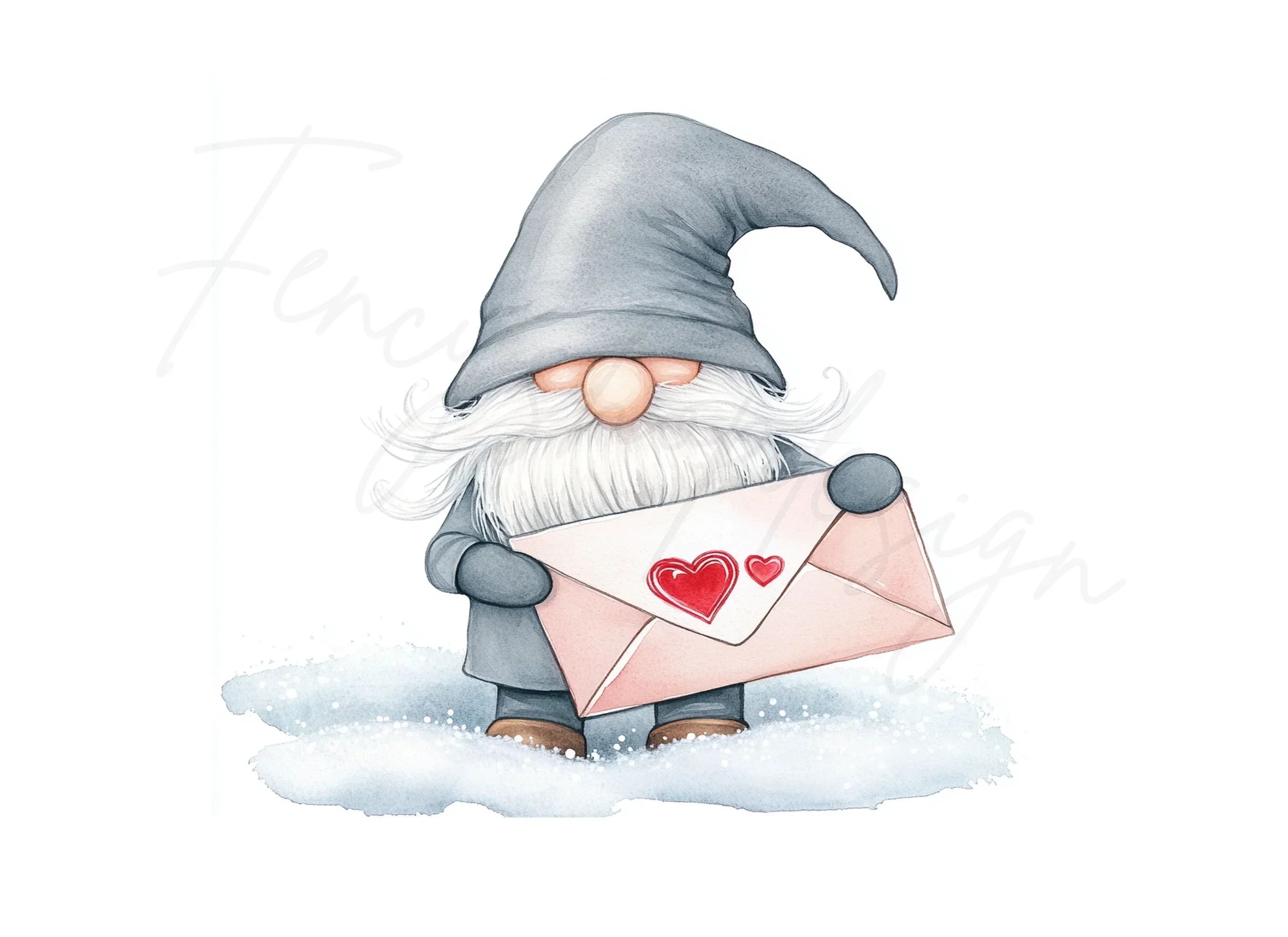 Winter Gnomes Love Letters Clipart Bundle - Image 3