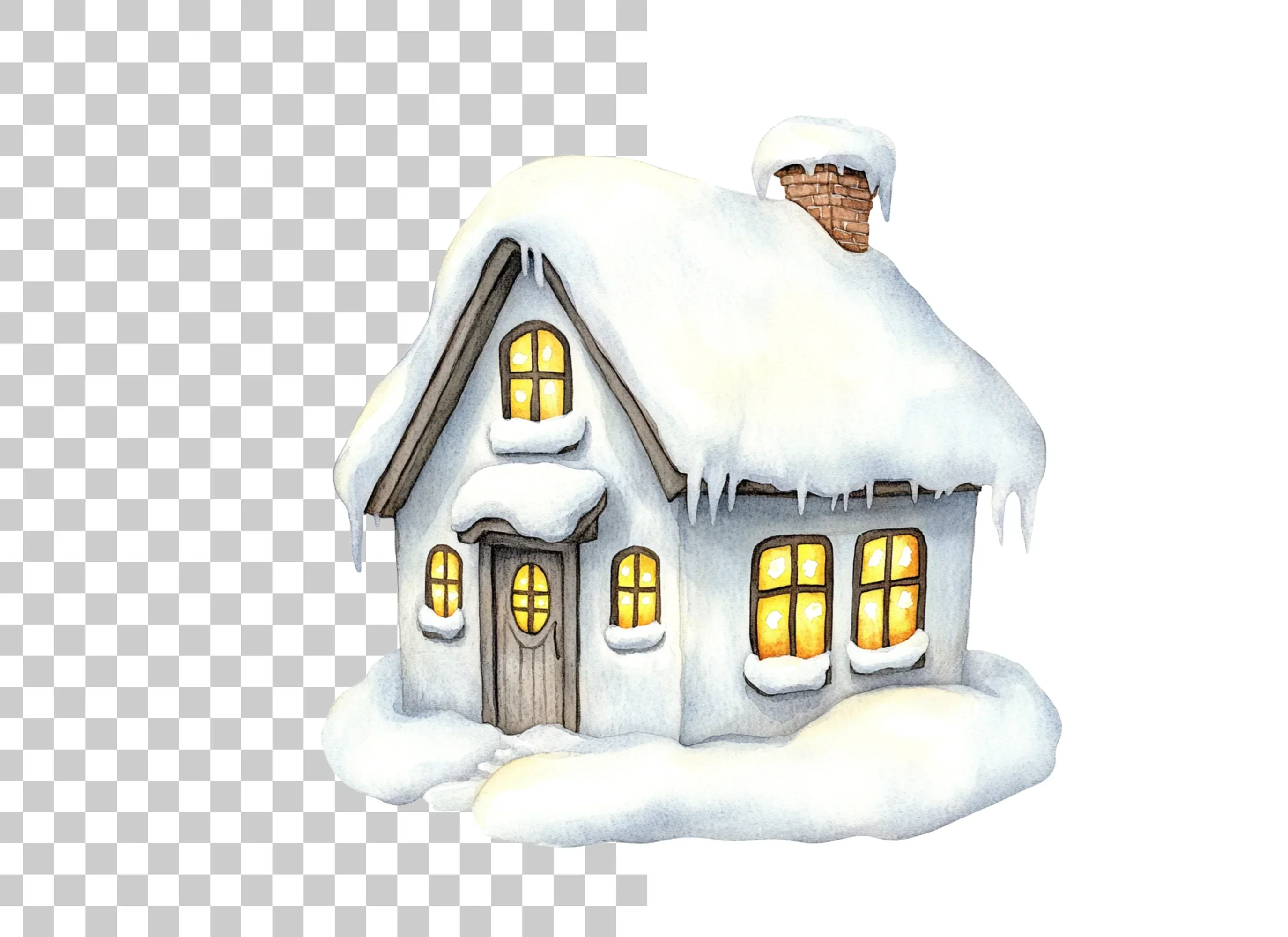 Winter Houses Clipart Bundle - Image 2