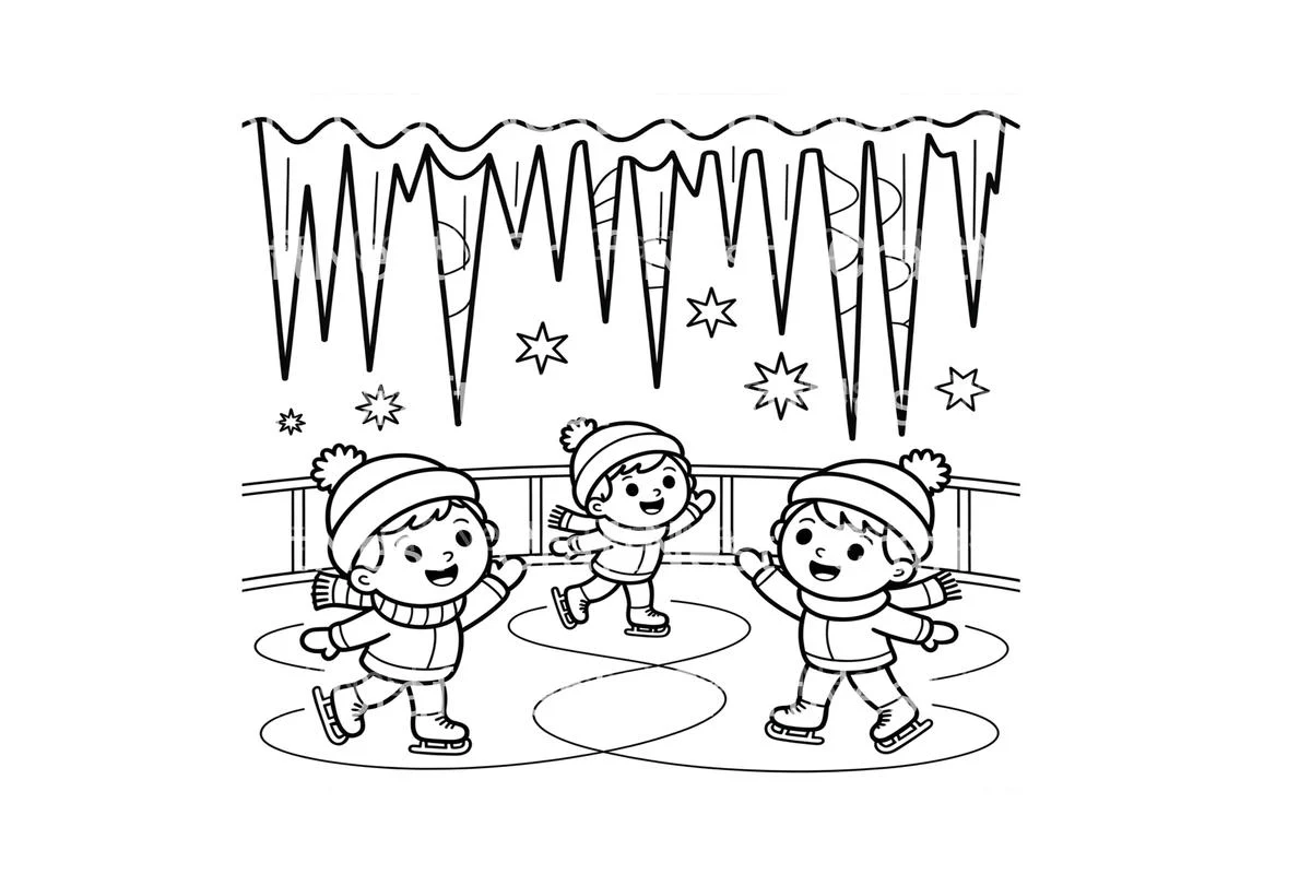 Winter Ice Skating Fun Coloring Books - Image 2