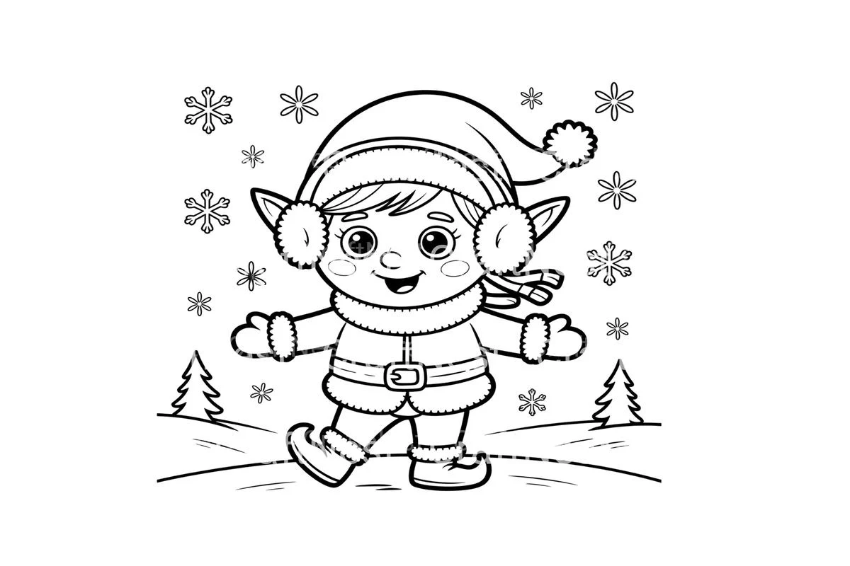 Winter Kids and Snowflakes Coloring Books - Image 2
