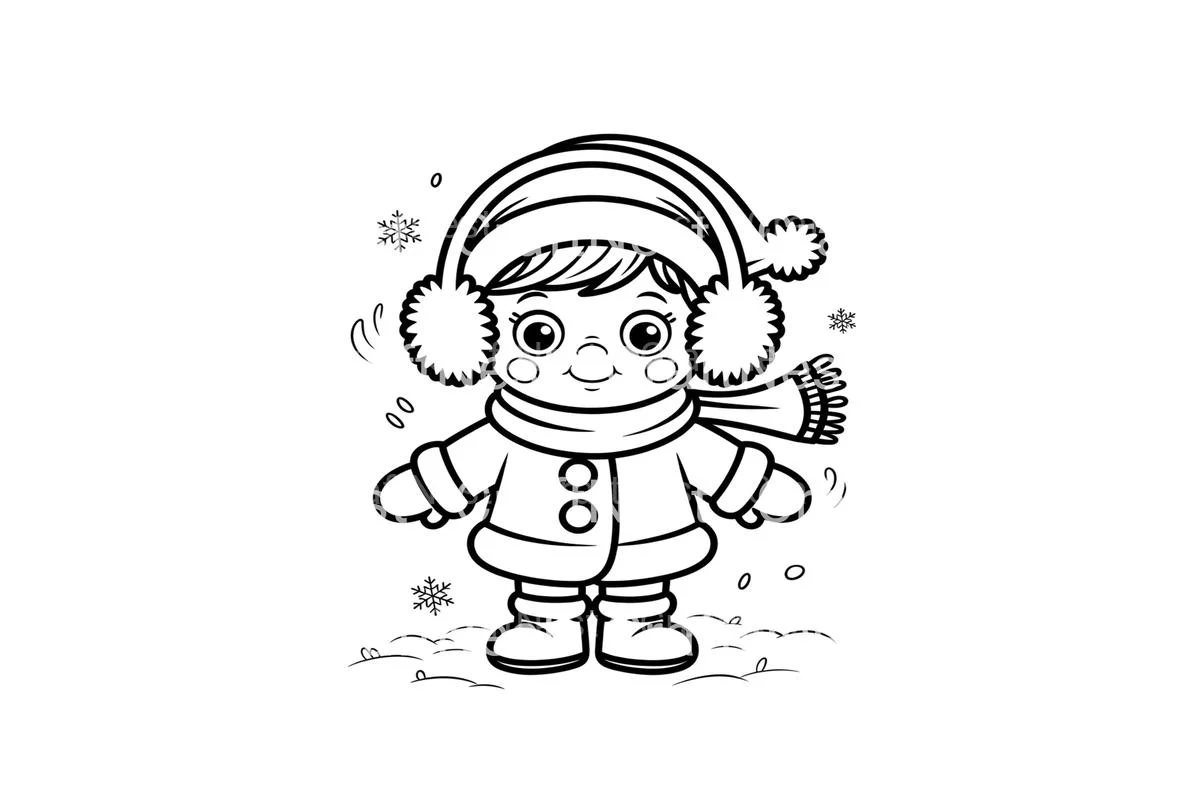 Winter Kids and Snowflakes Coloring Books - Image 4