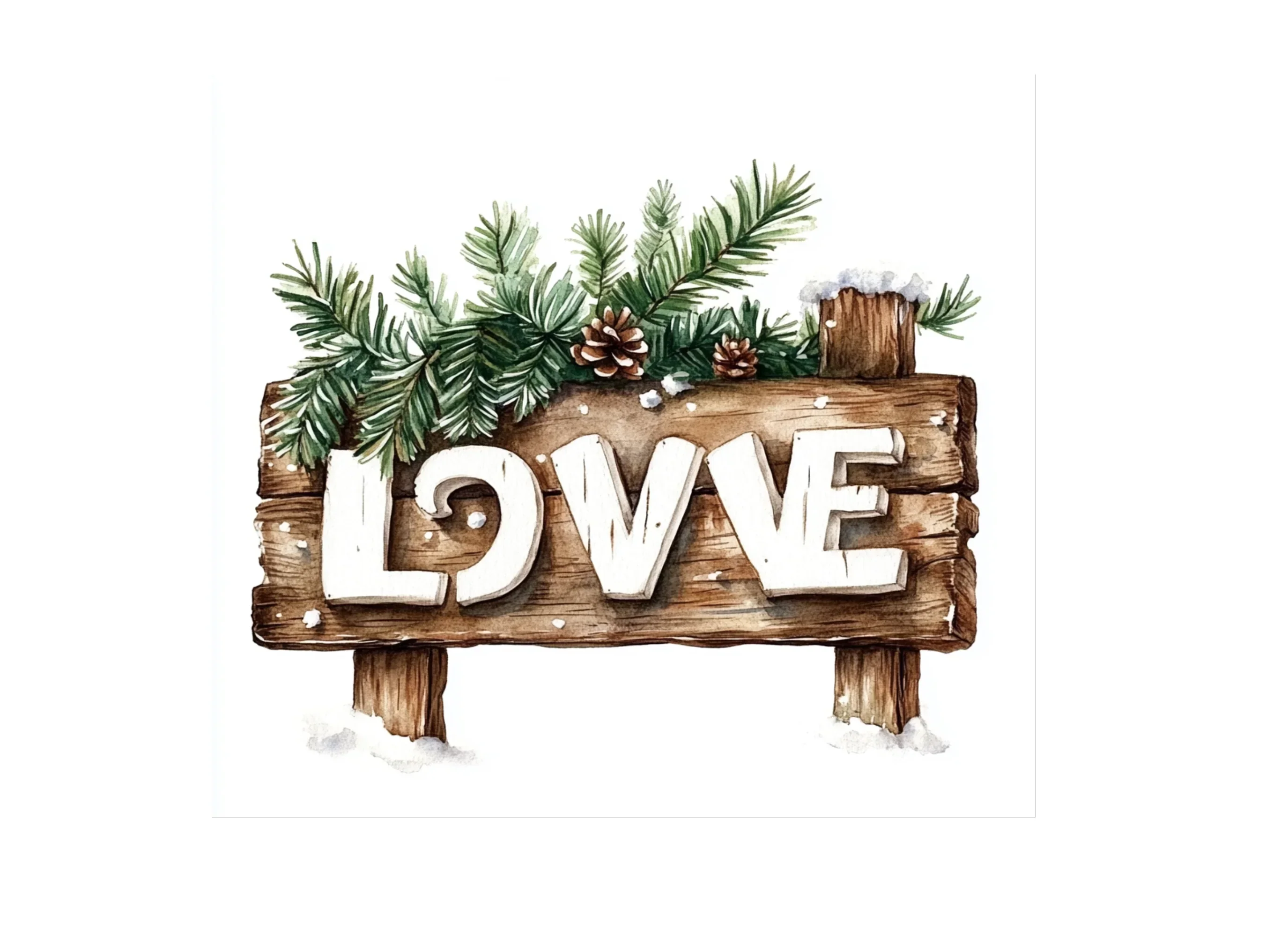 Winter Love Wood Sign Clipart Bundle - Image 2