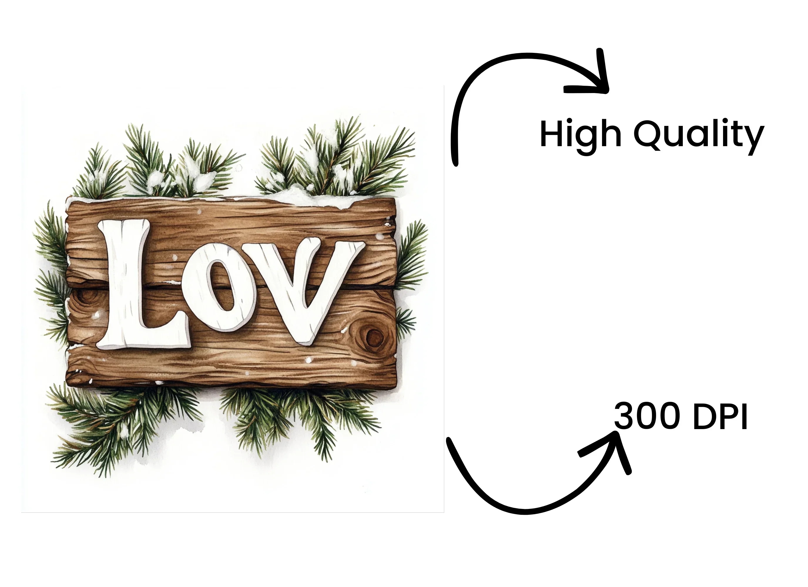 Winter Love Wood Sign Clipart Bundle - Image 4