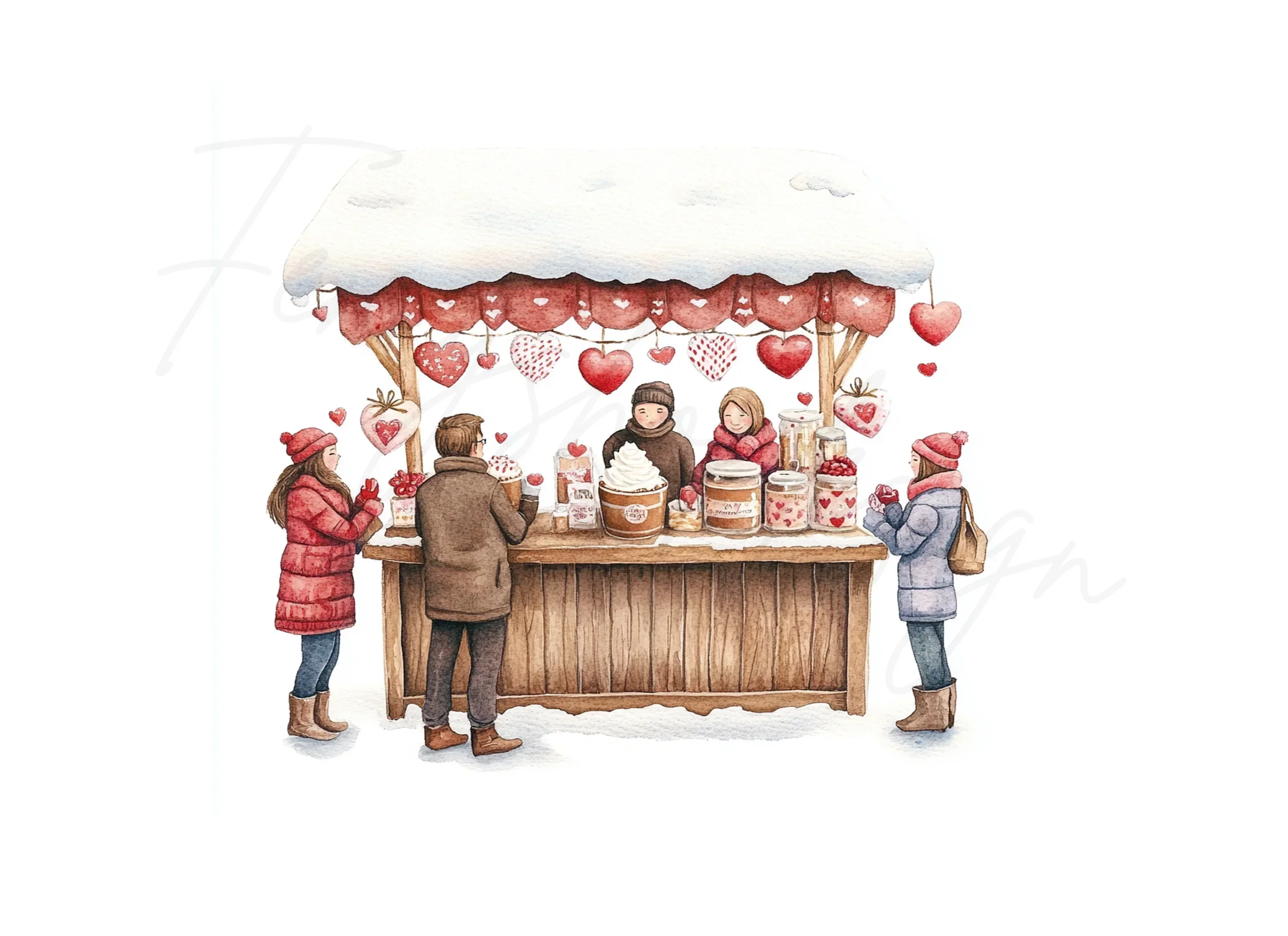 Winter Market Valentine Day Clipart Bundle - Image 3