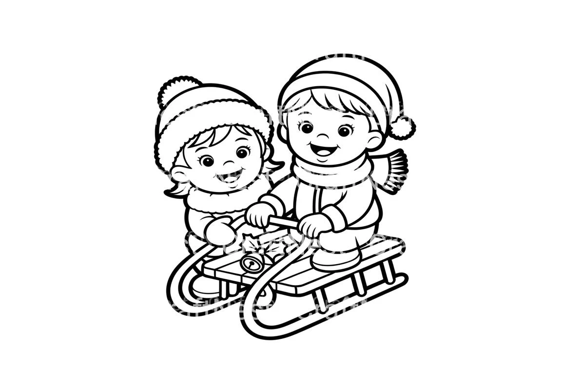 Winter Sledding Fun Coloring Books - Image 2