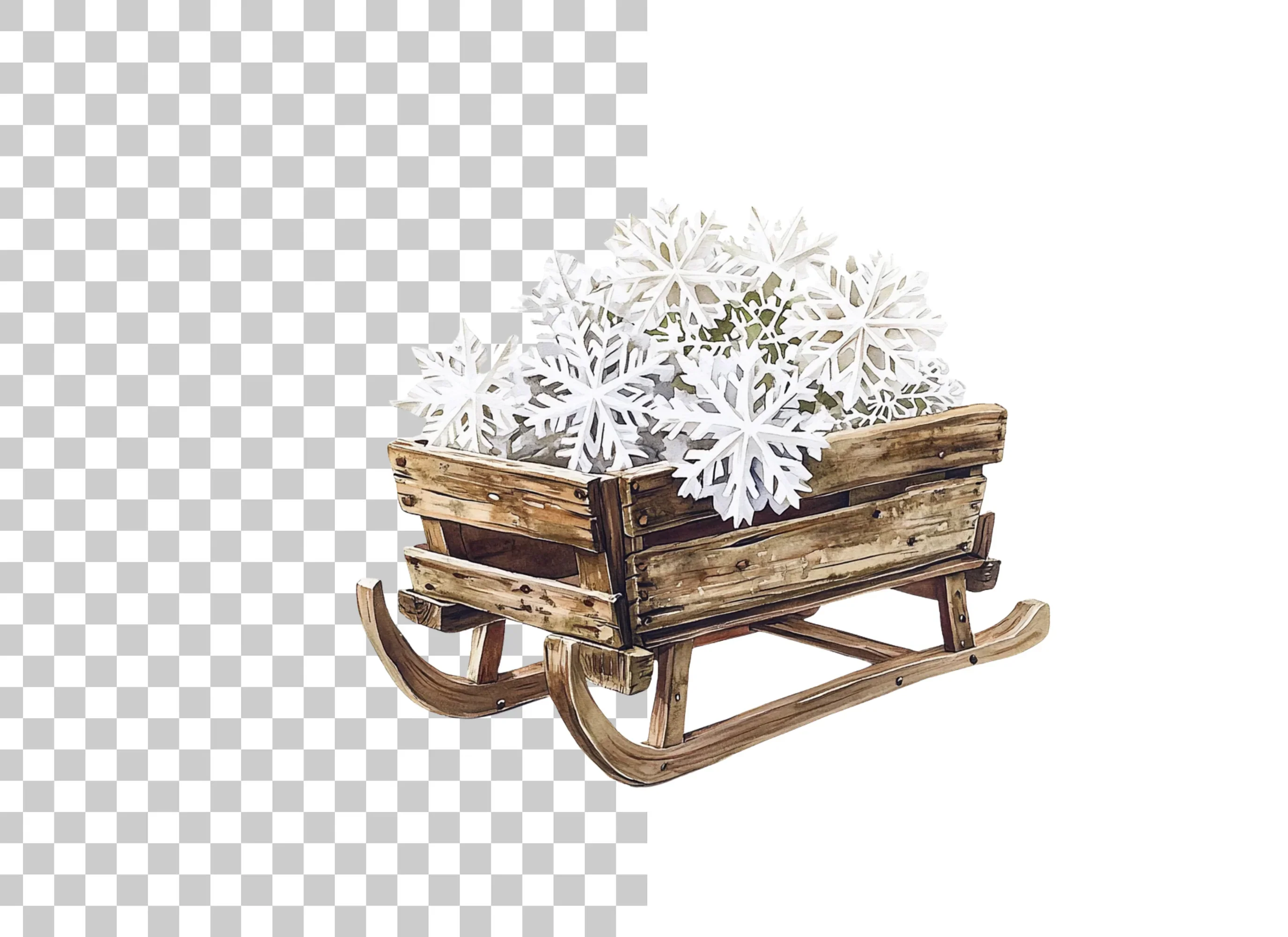 Winter Sleigh with Snowflakes Clipart Bundle - Image 6
