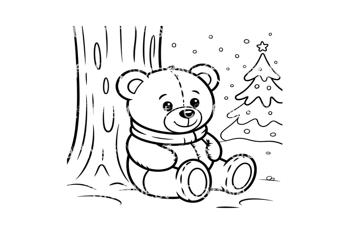 Winter Teddy Bear Christmas Tree Coloring Books - Image 2