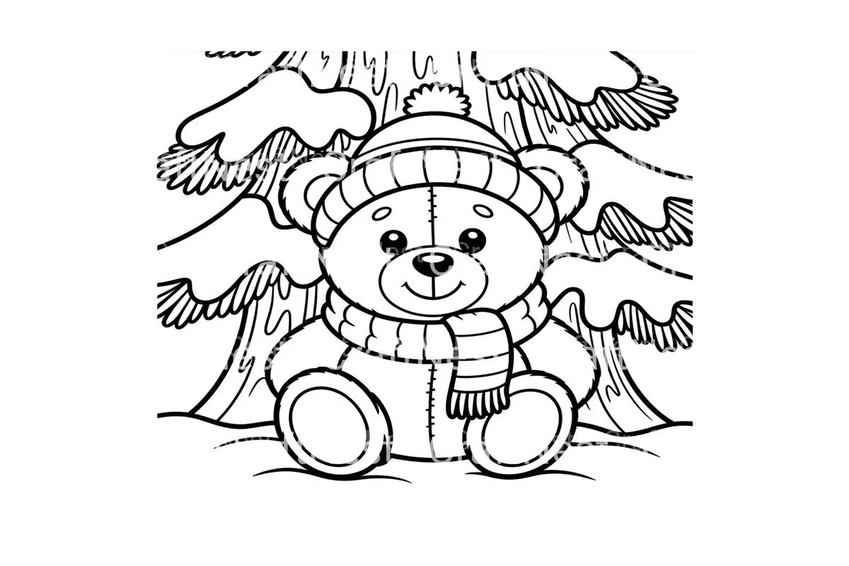 Winter Teddy Bear Christmas Tree Coloring Books - Image 3