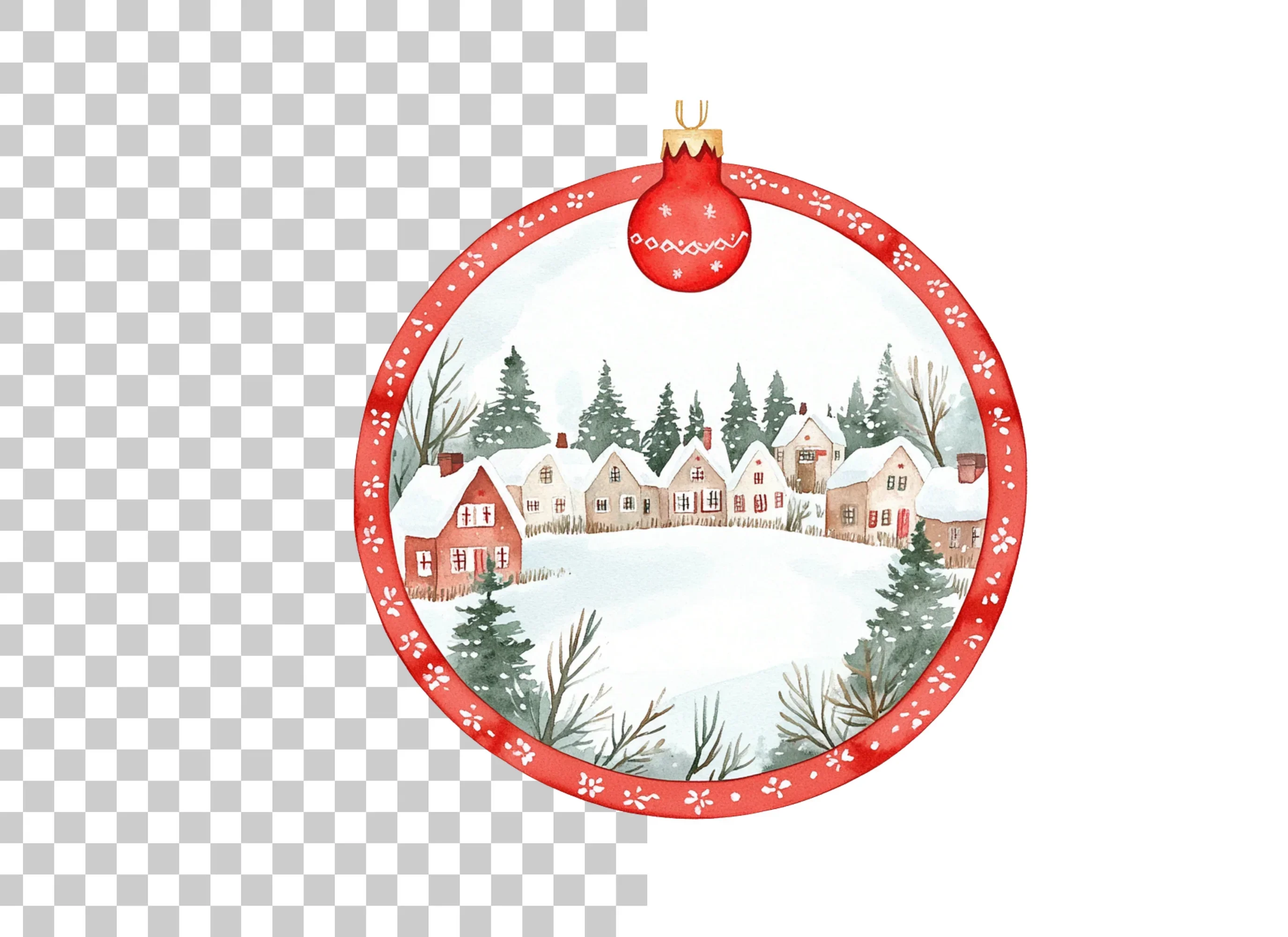 Winter Village Christmas Ornament Clipart Bundle - Image 2