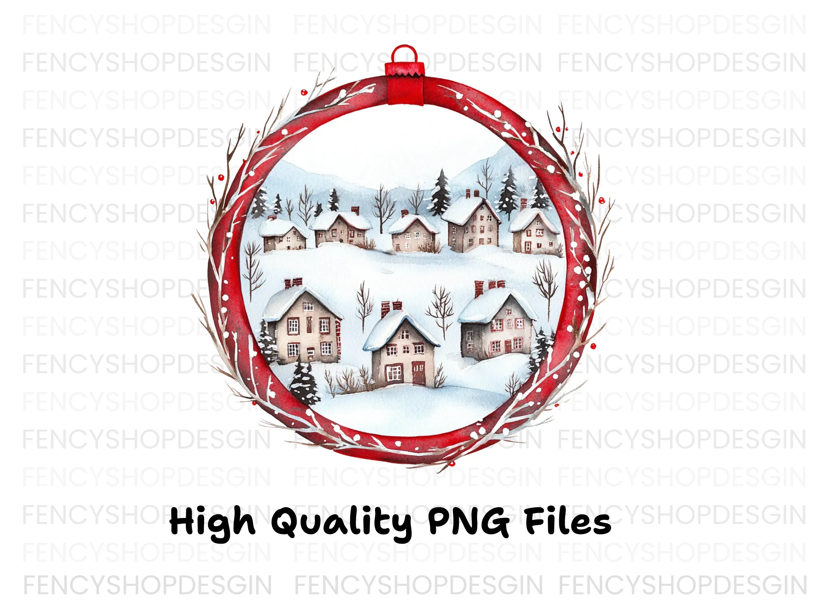 Winter Village Christmas Ornament Clipart Bundle - Image 3