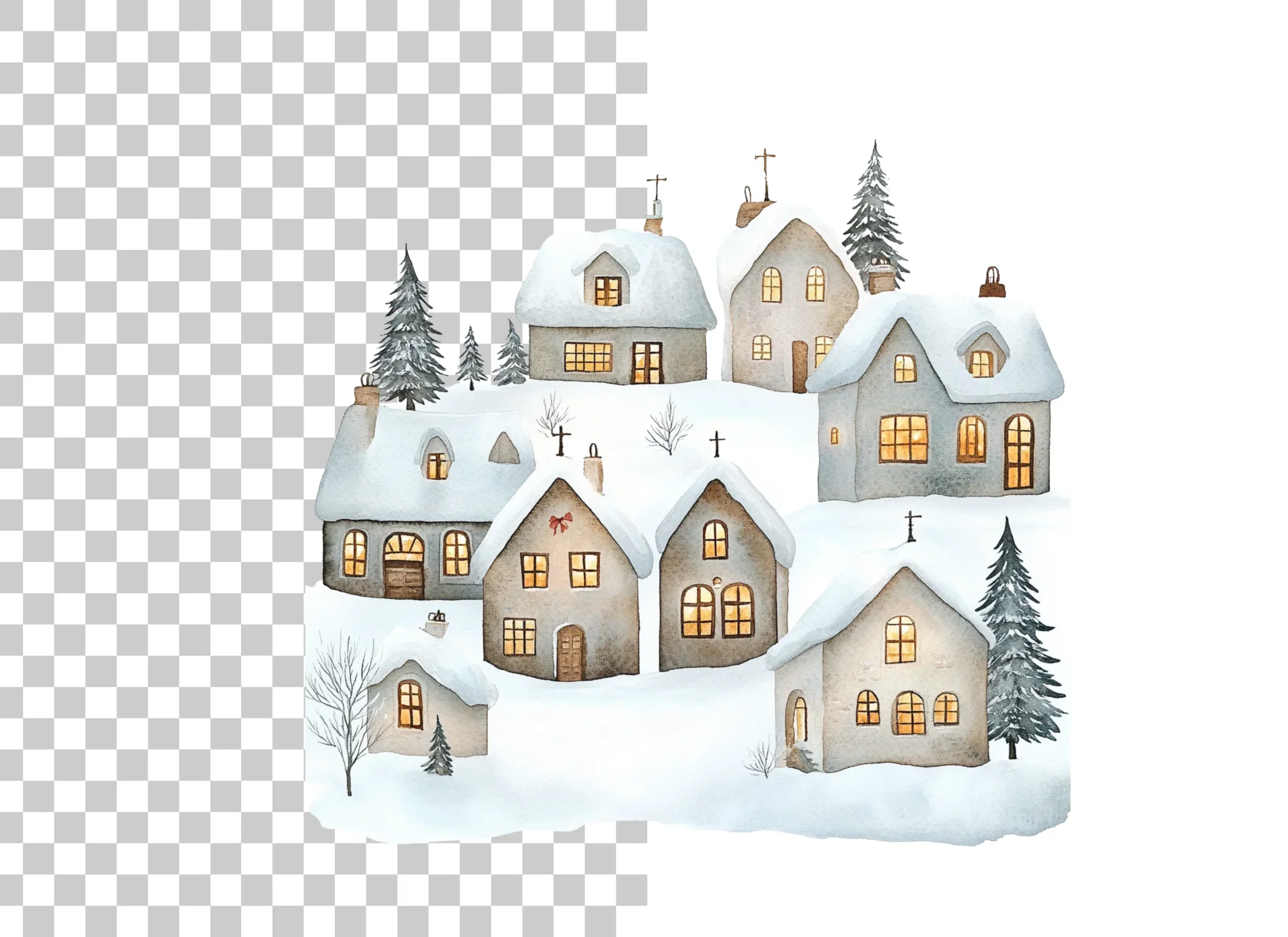 Winter Village Clipart Bundle - Image 2