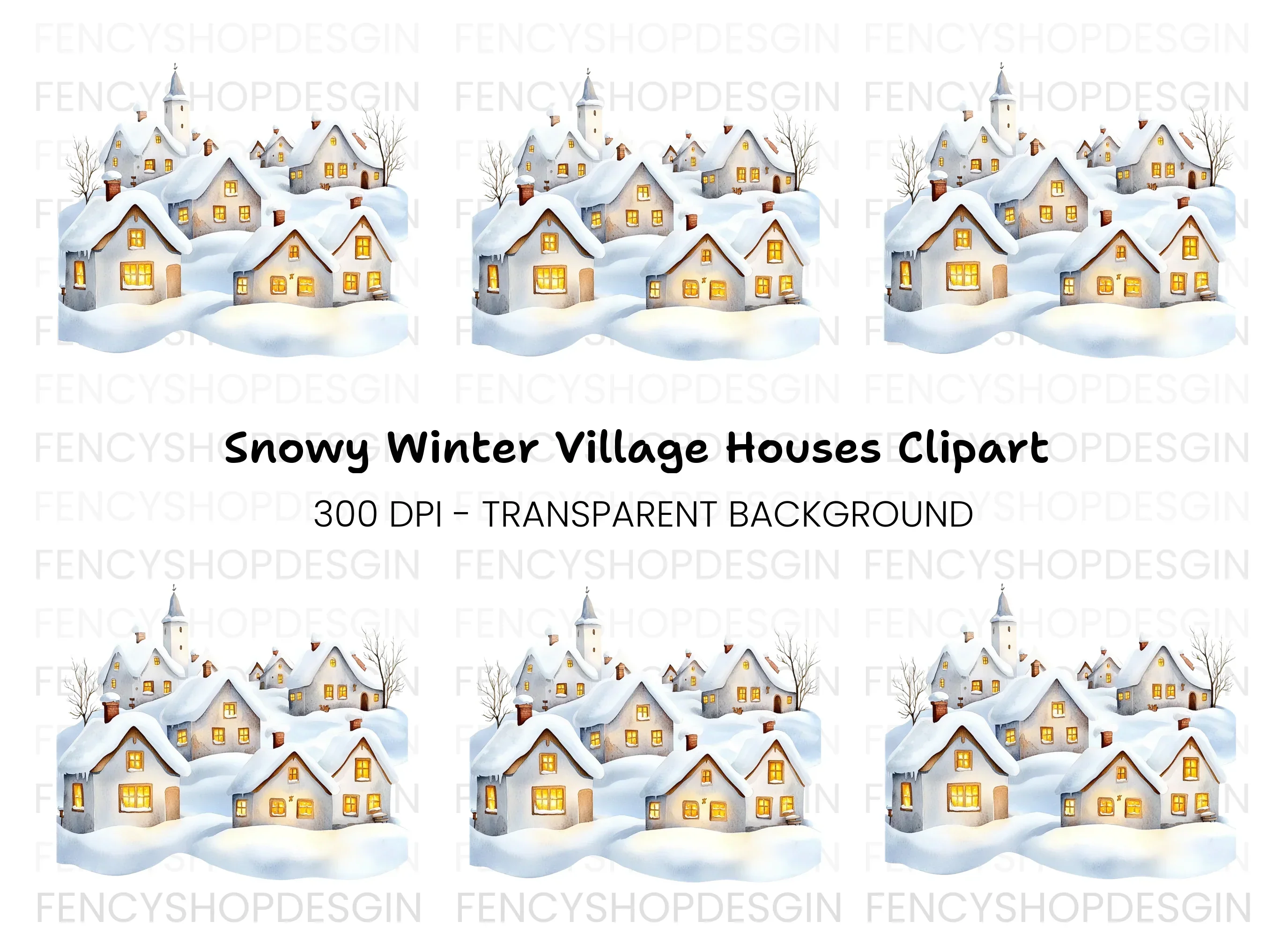 Winter Village Clipart Bundle