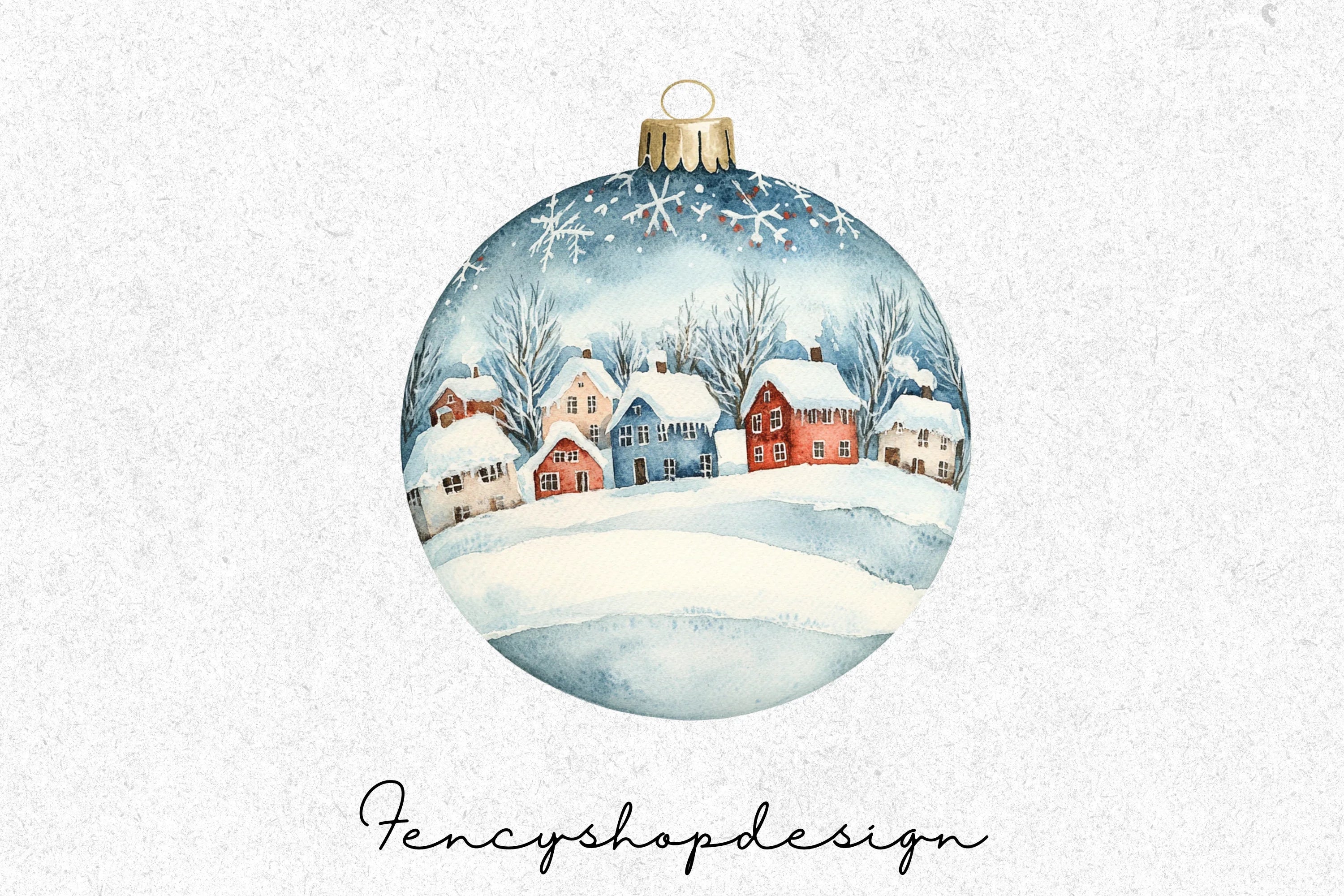 Winter Village Ornaments Clipart Bundle - Image 6