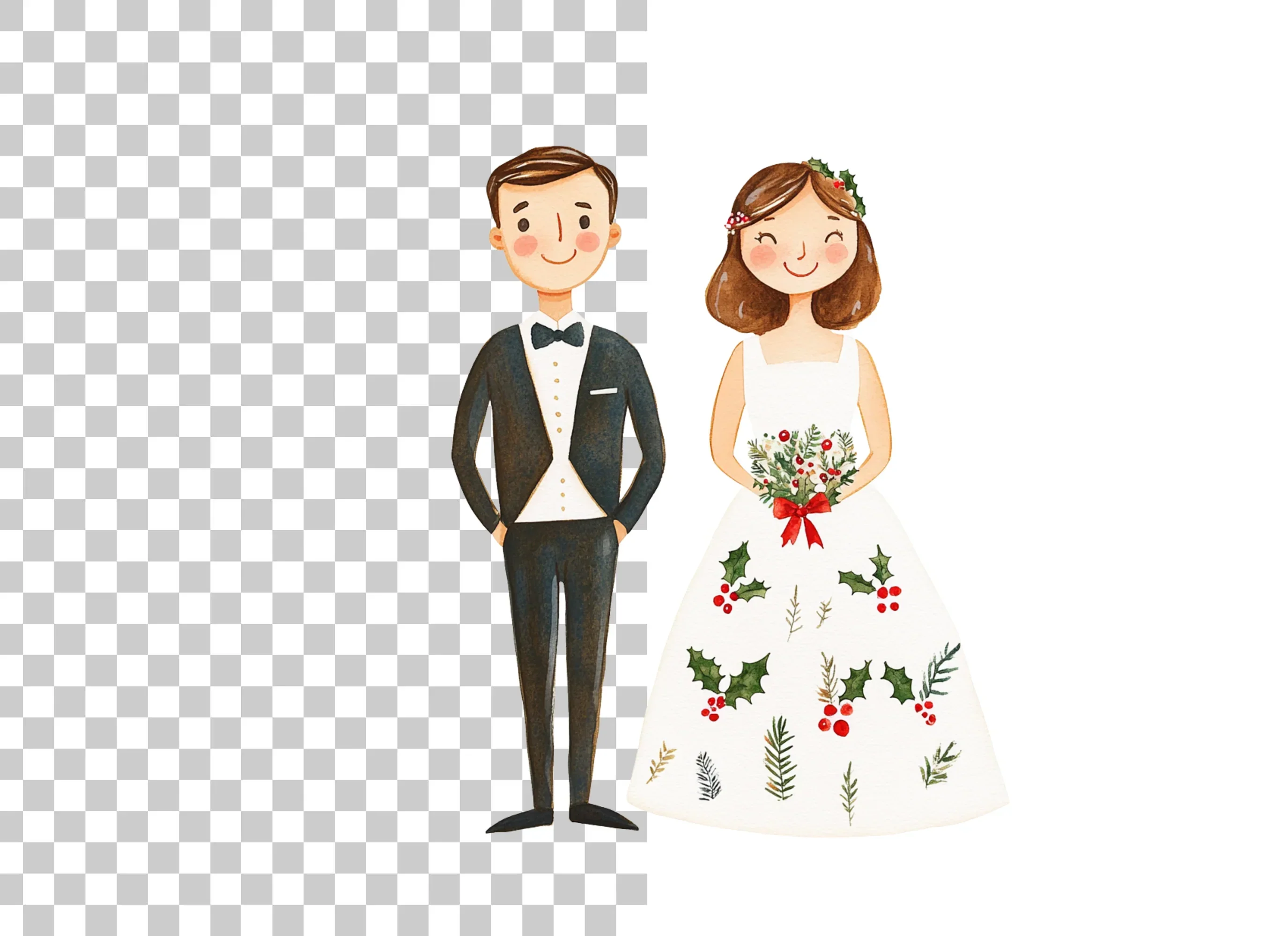 Winter Wedding Couple Clipart Bundle - Image 2