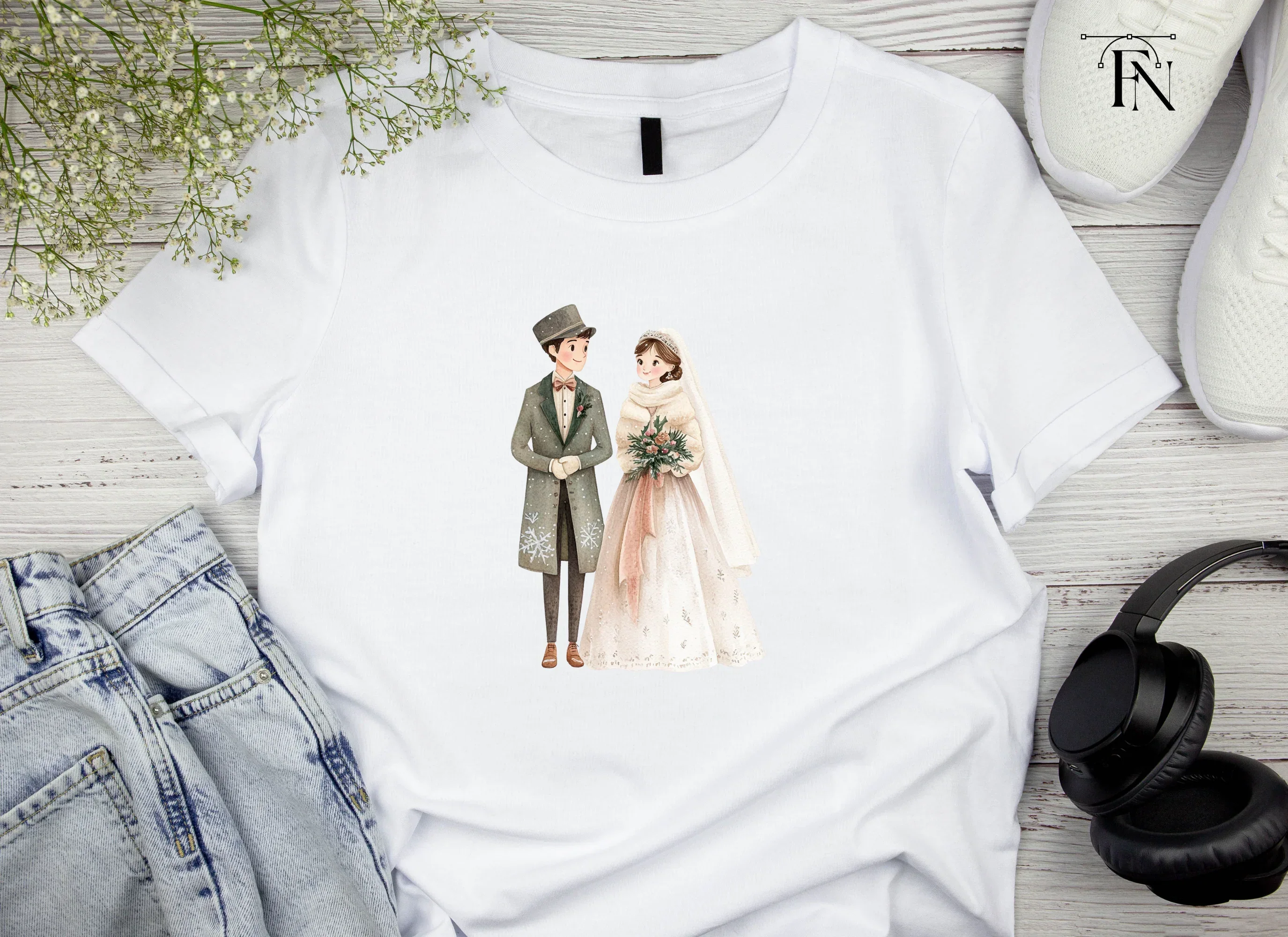 Winter Wedding Couple Clipart Bundle - Image 4