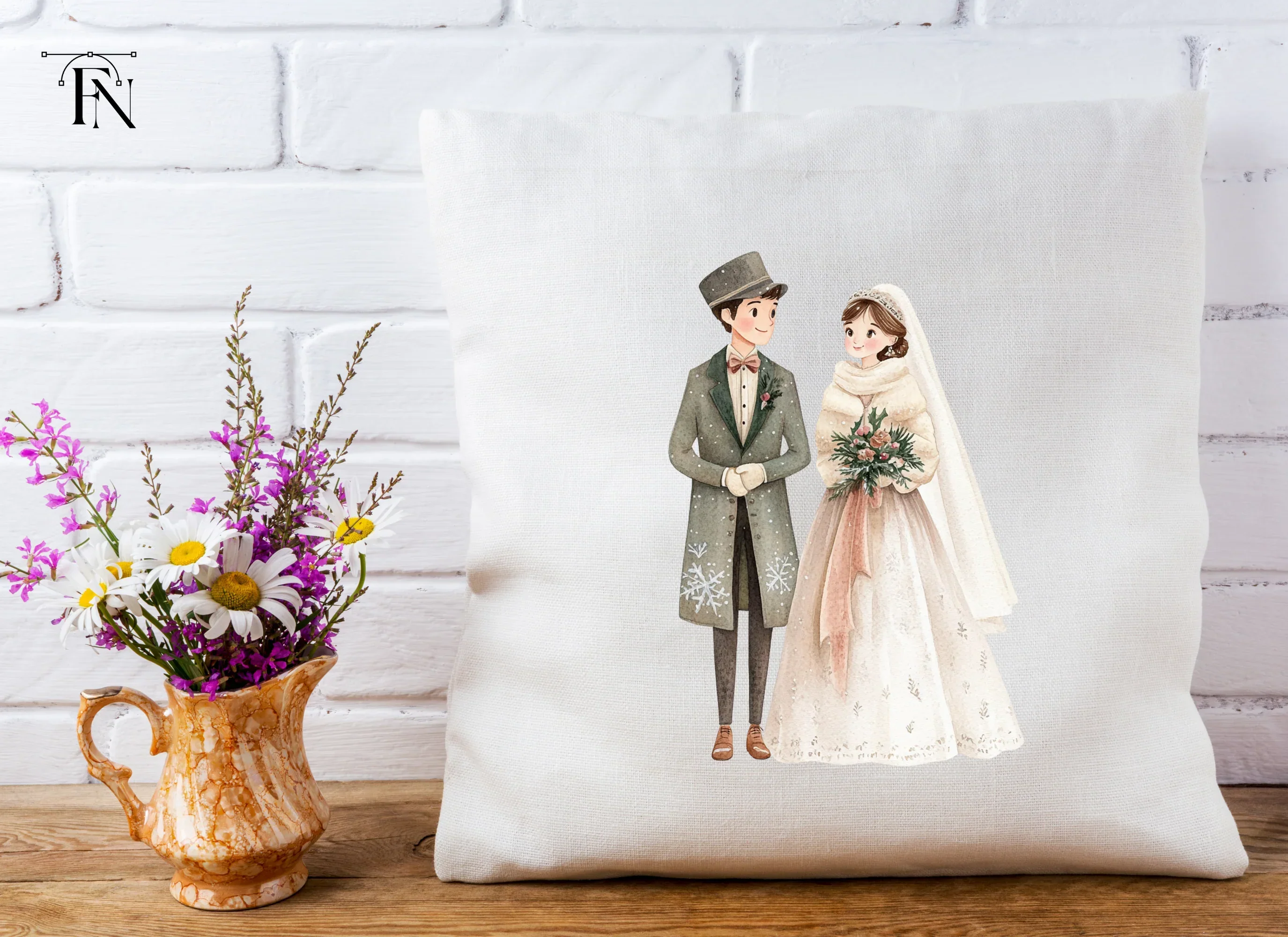 Winter Wedding Couple Clipart Bundle - Image 5