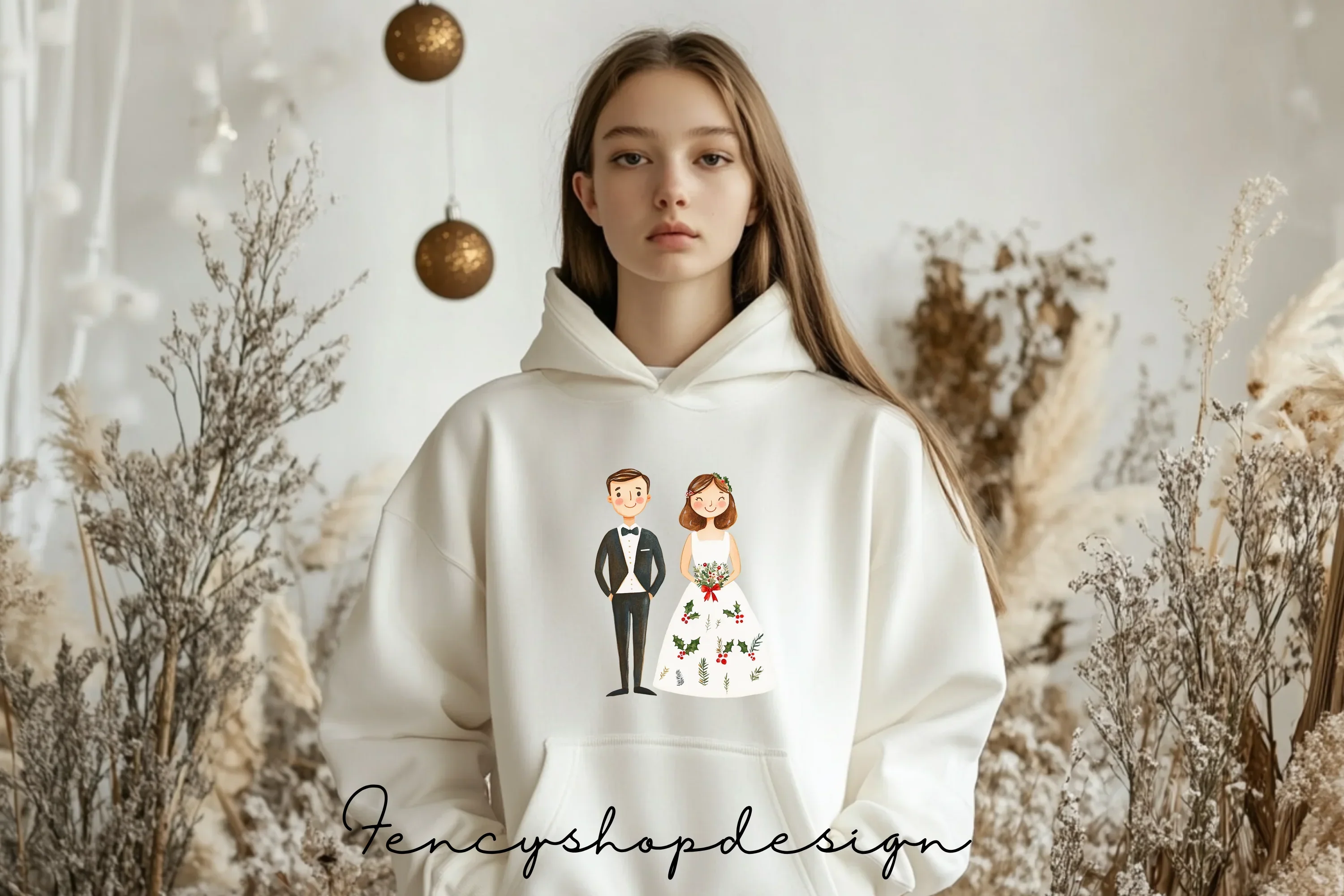 Winter Wedding Couple Clipart Bundle - Image 5