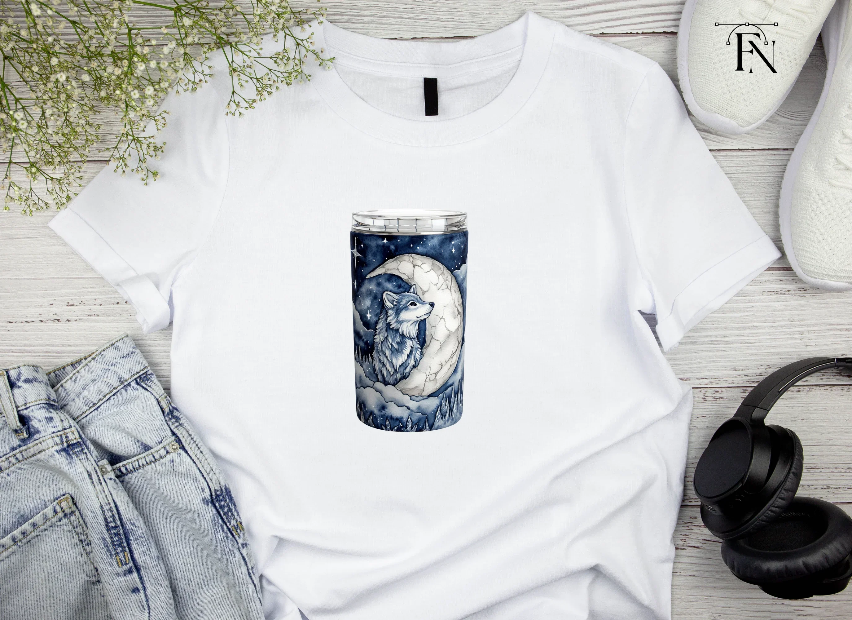 Wolf and Moon Tumbler Clipart Bundle - Image 3