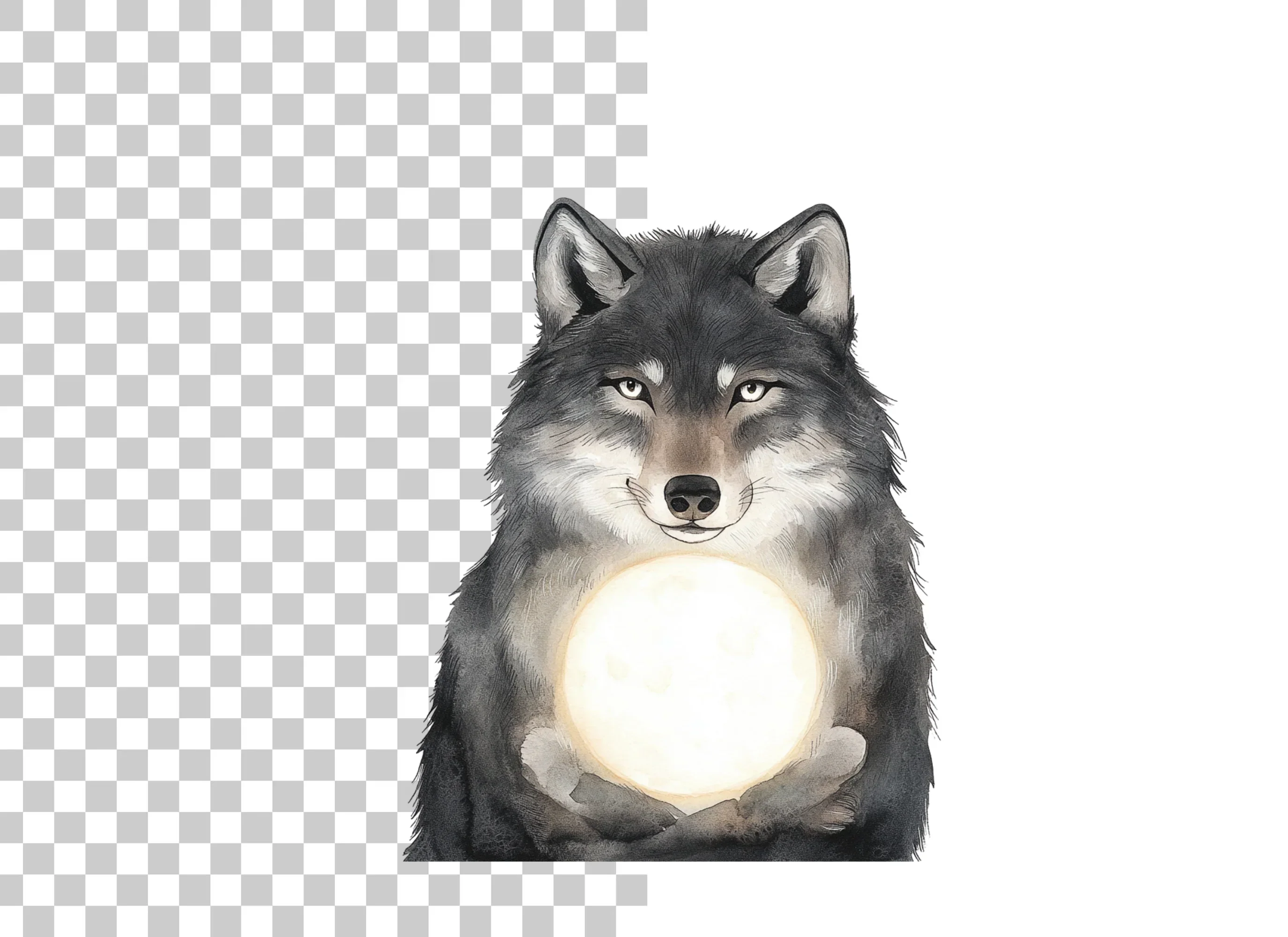 Wolf Holding Moon Clipart Bundle - Image 2