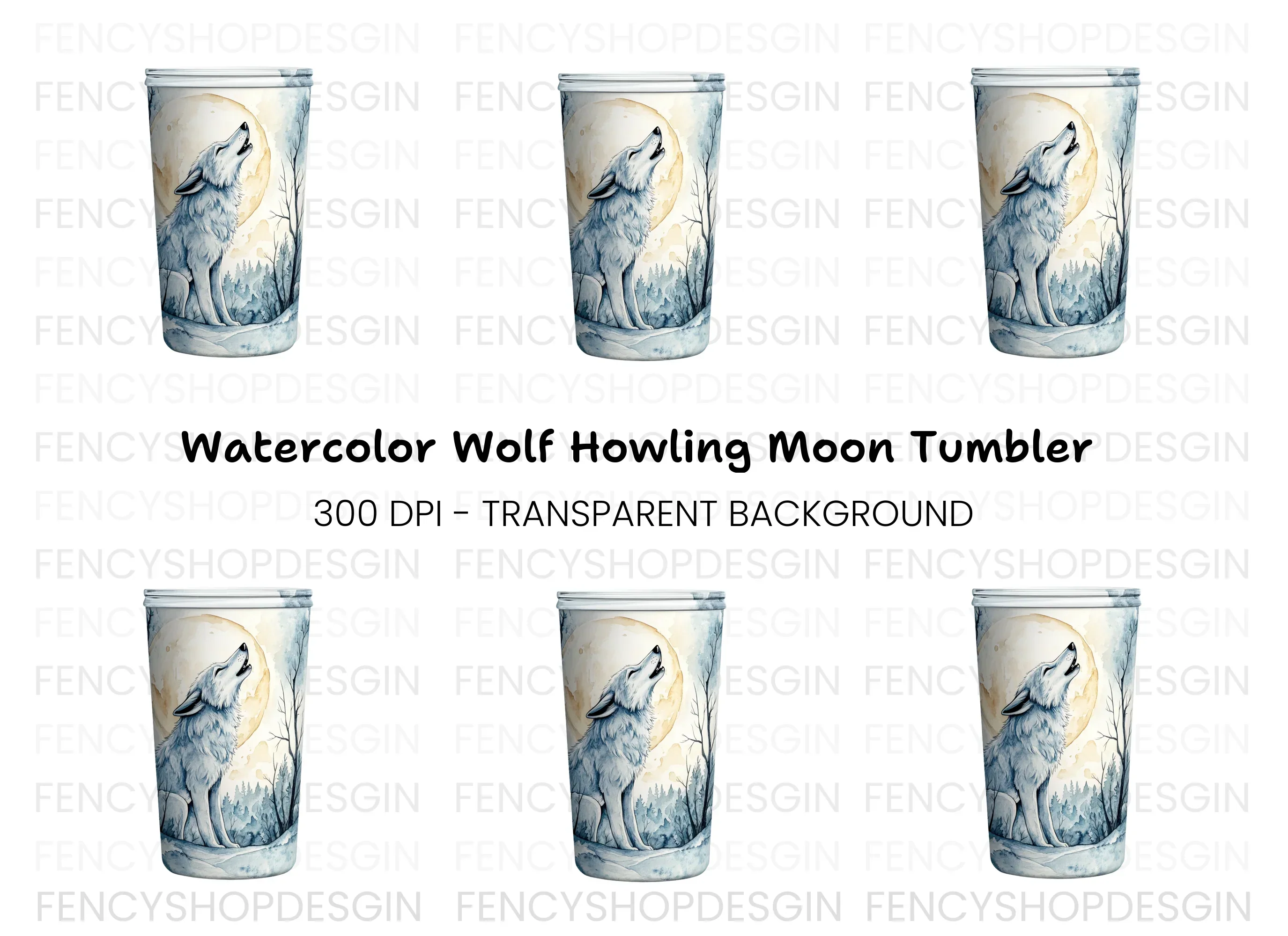 Wolf Howling at Moon Clipart Bundle