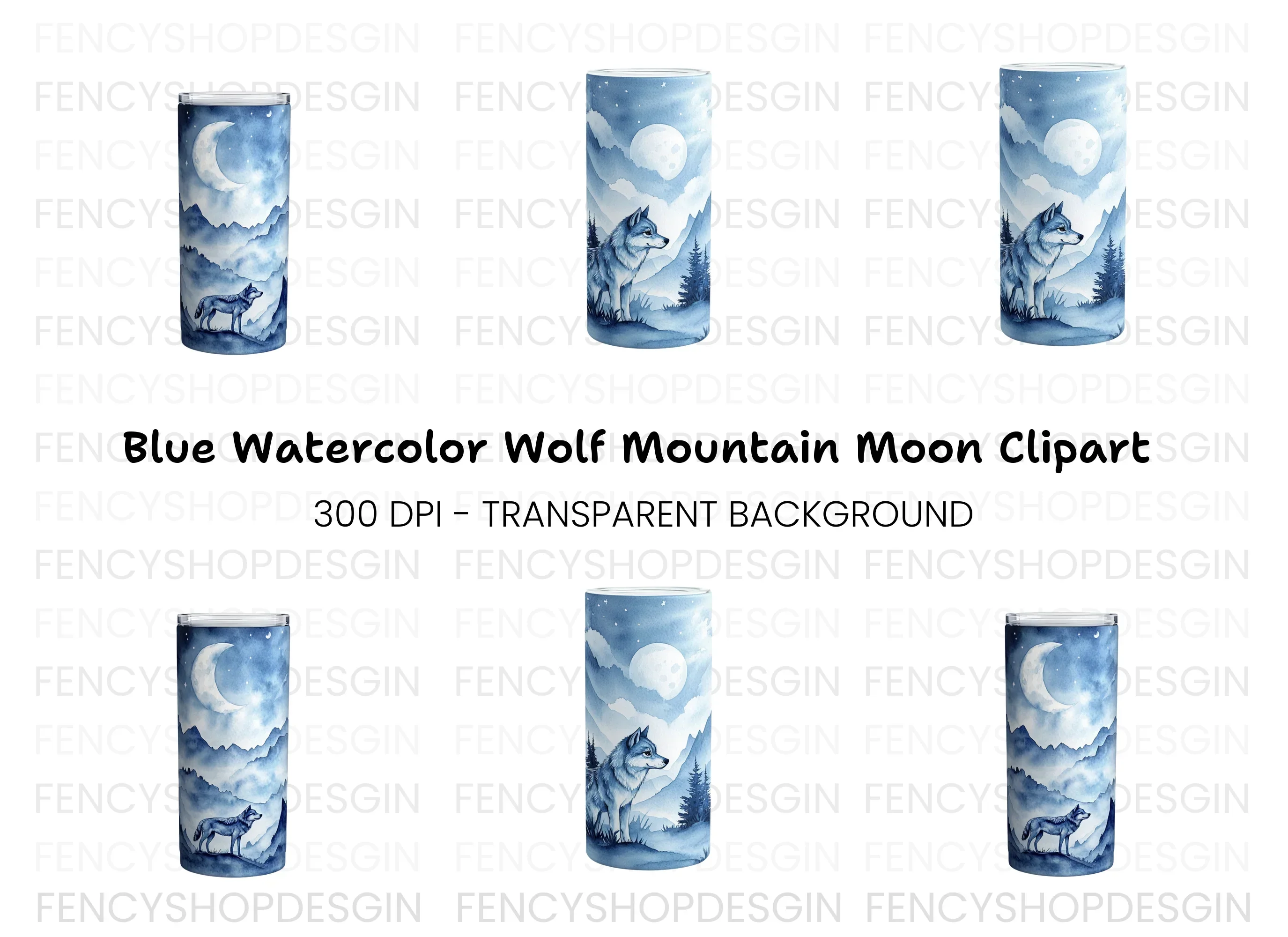 Wolf Moon Tumbler Clipart Bundle