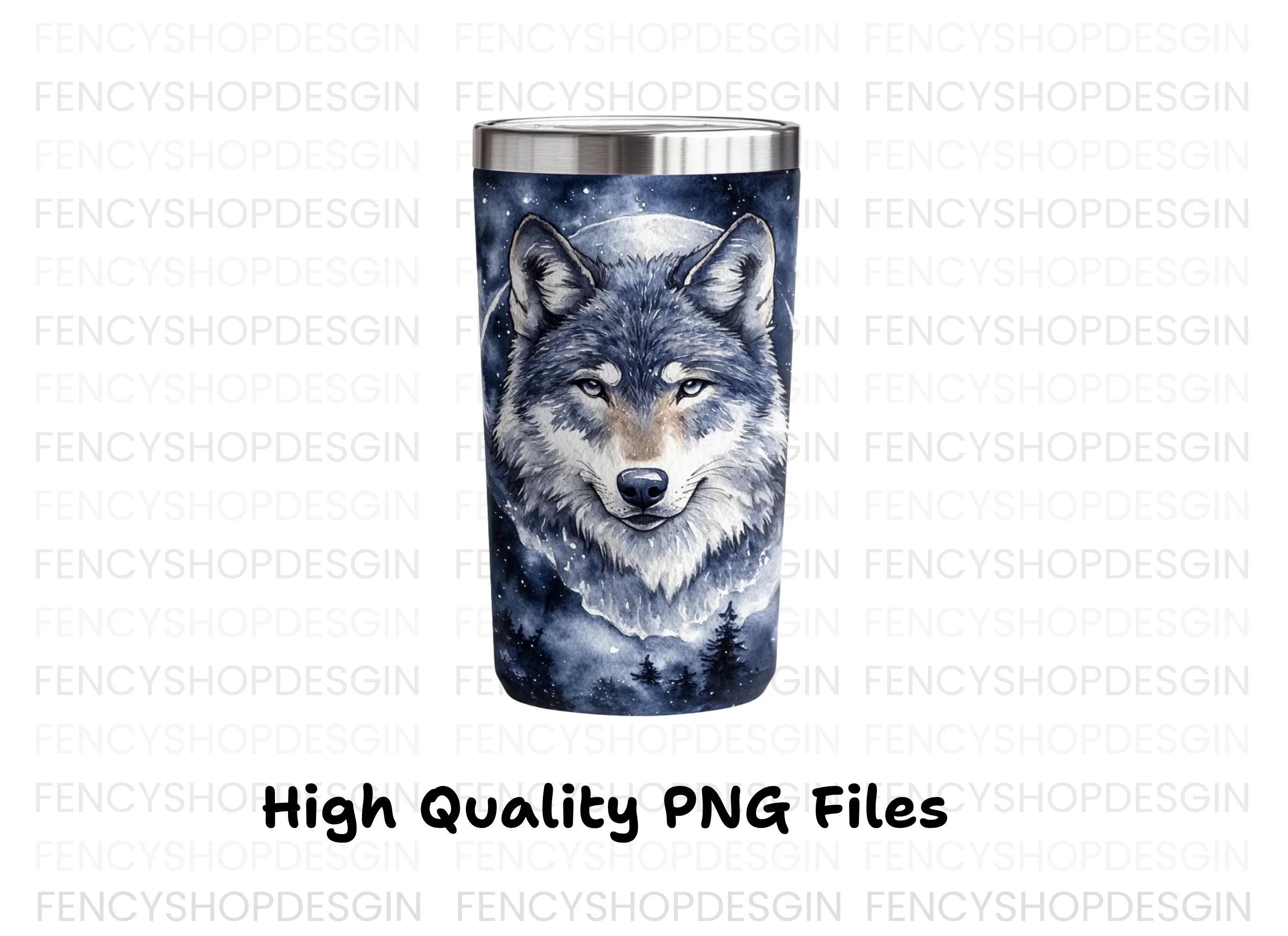 Wolf Tumbler Celestial Night Clipart Bundle - Image 3