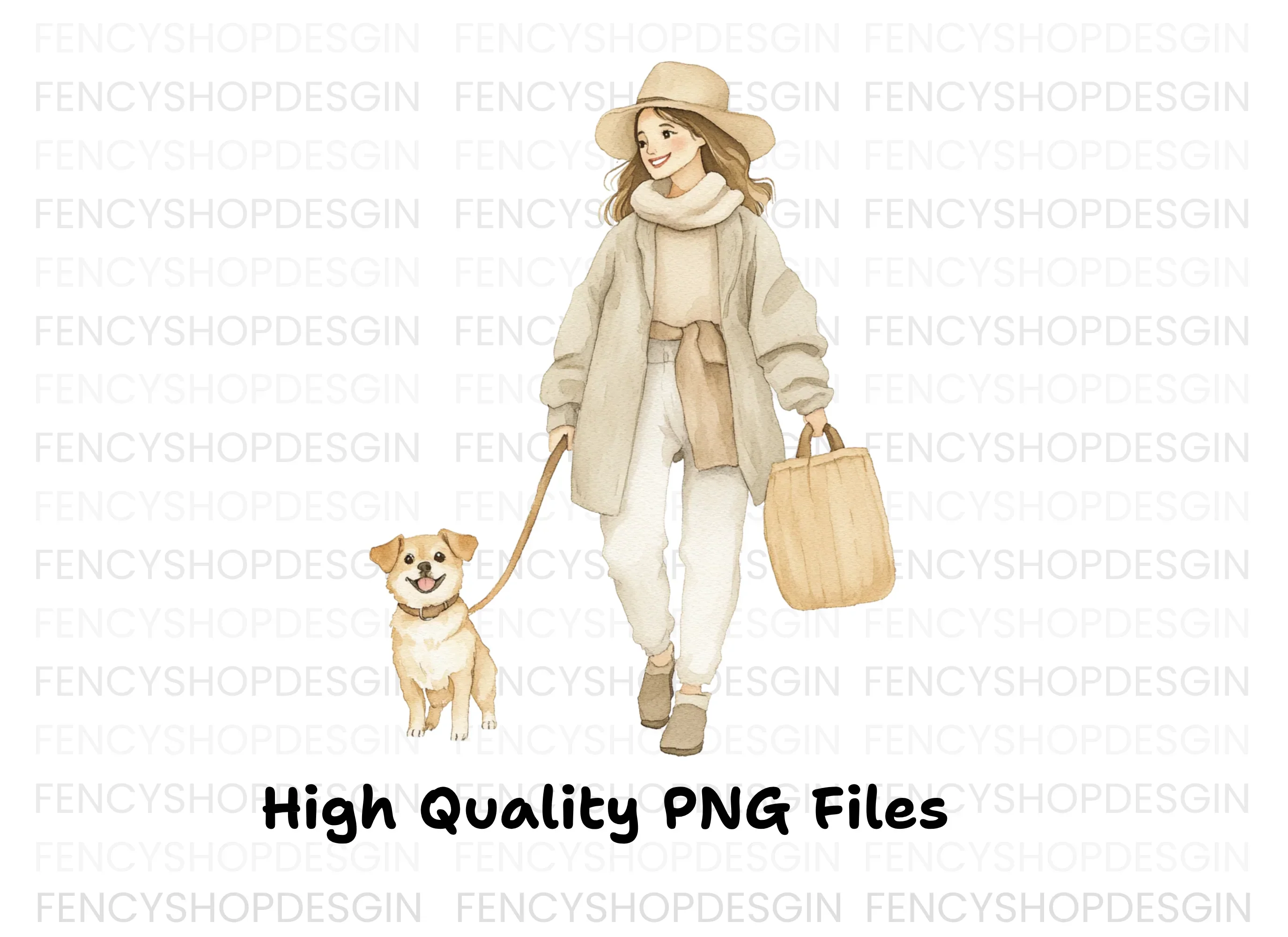 Woman Walking Dog Clipart Bundle - Image 2