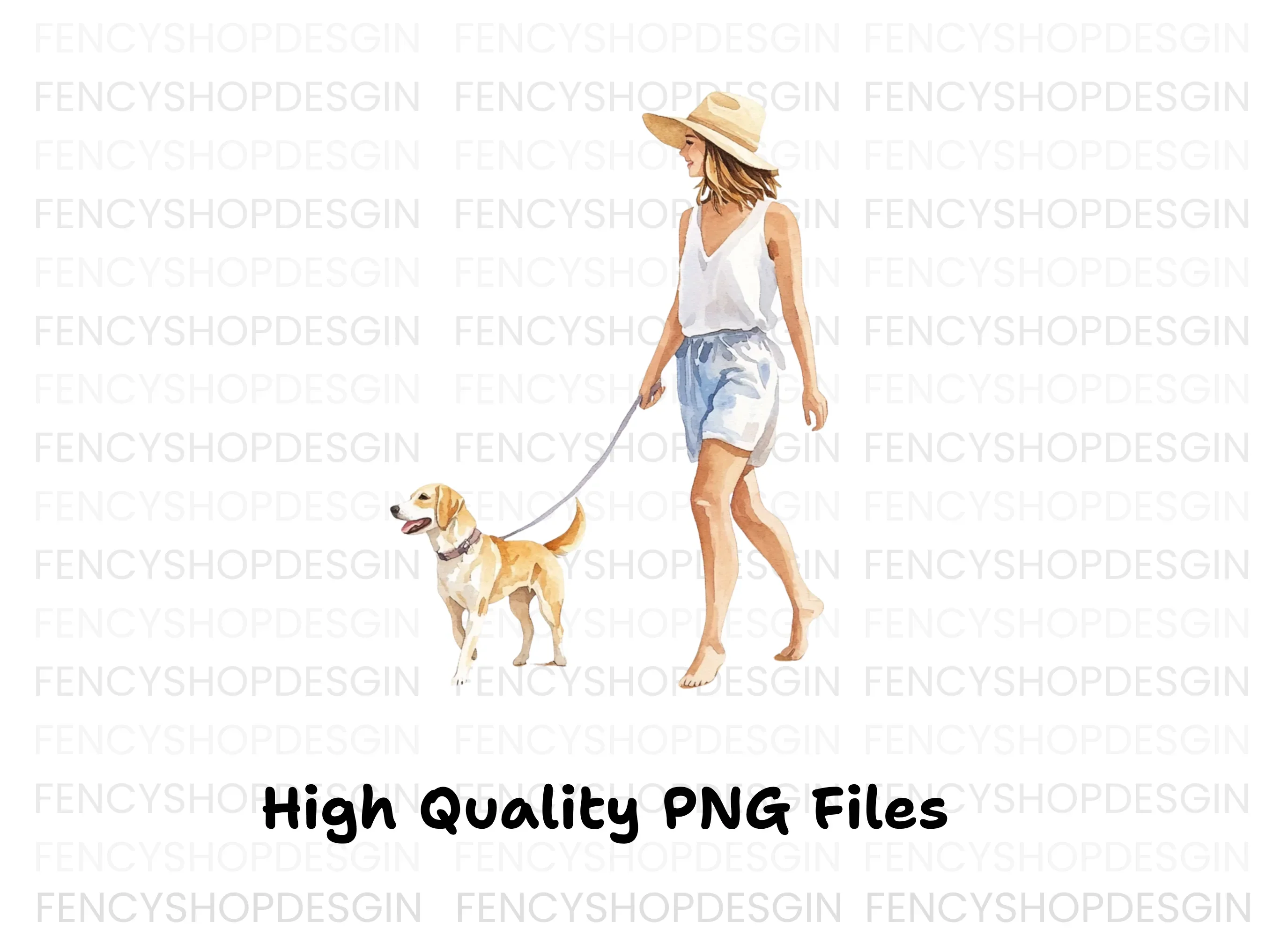 Woman Walking Dog Clipart Bundle - Image 3