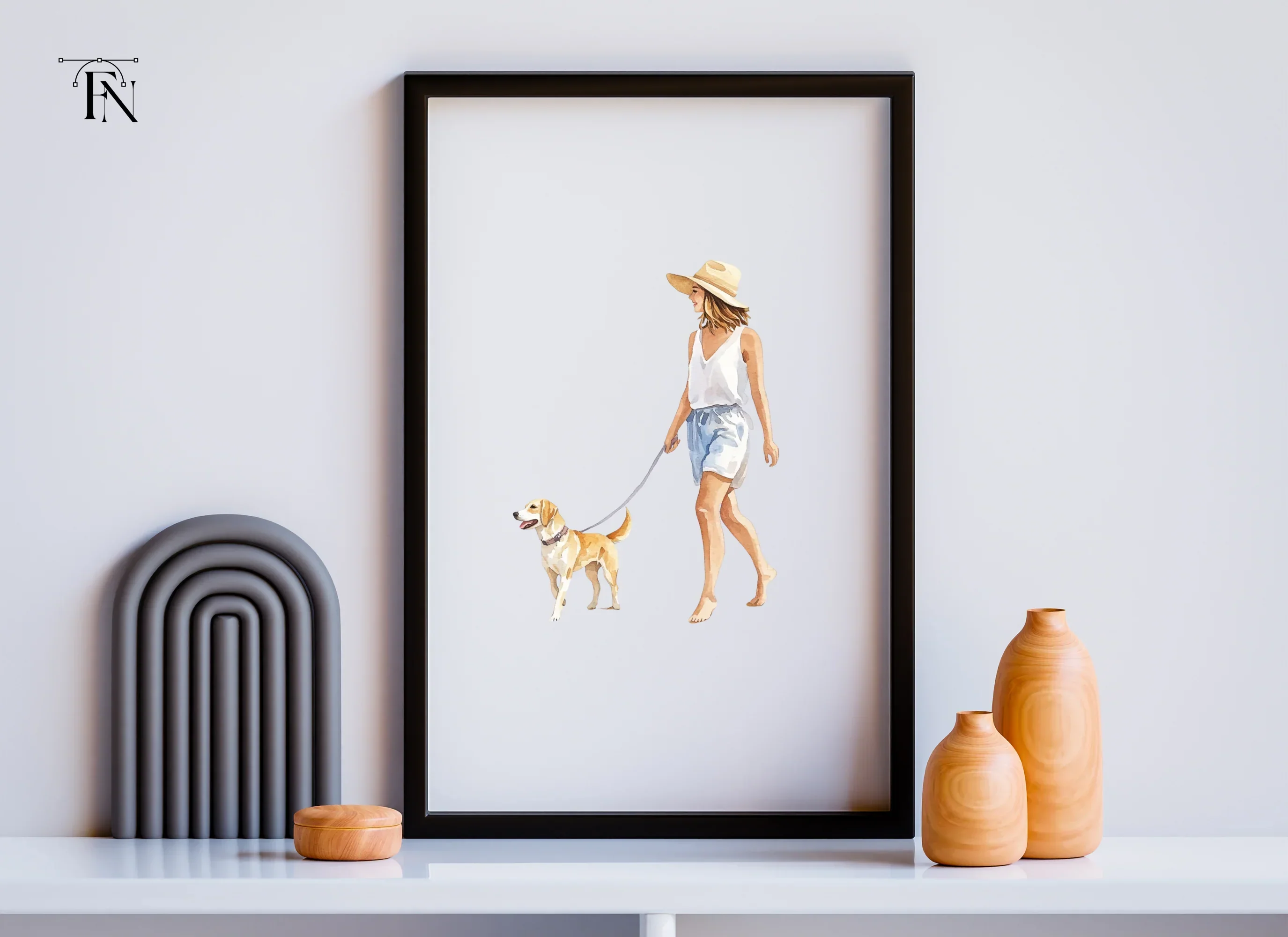 Woman Walking Dog Clipart Bundle - Image 6