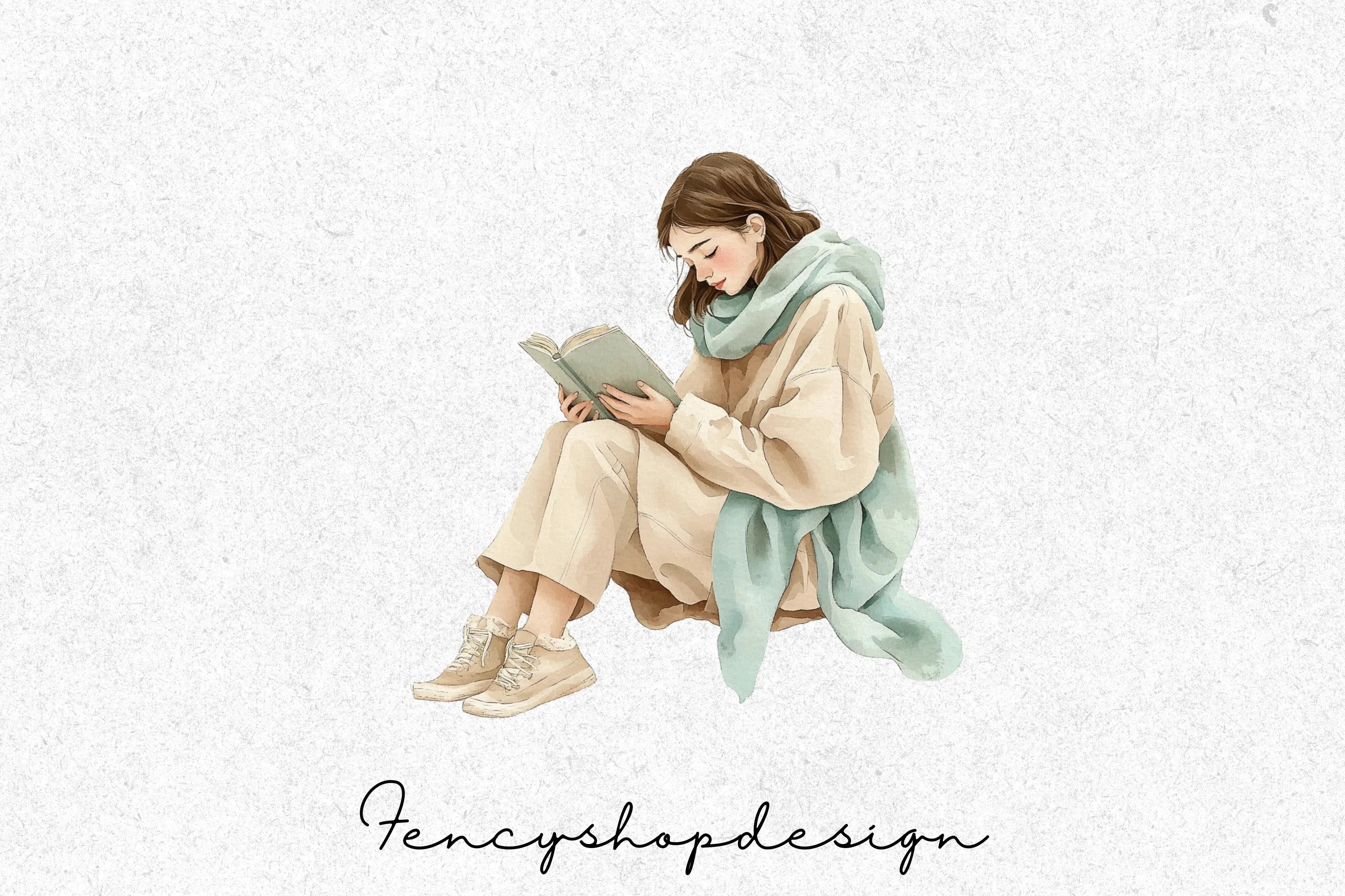 Women Reading Book Clipart Bundle - Image 6