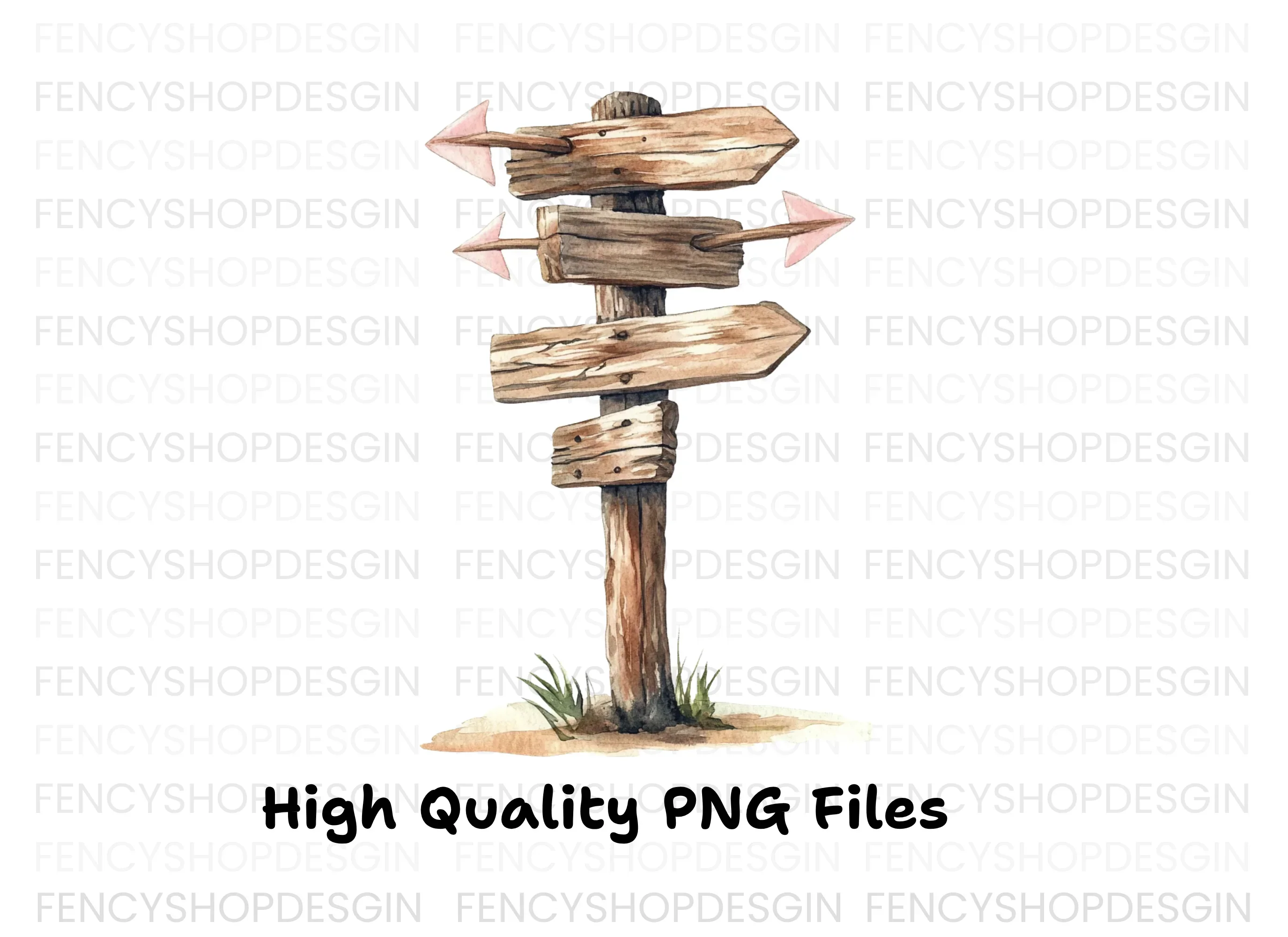 Wooden Directional Signs Clipart Bundle - Image 4