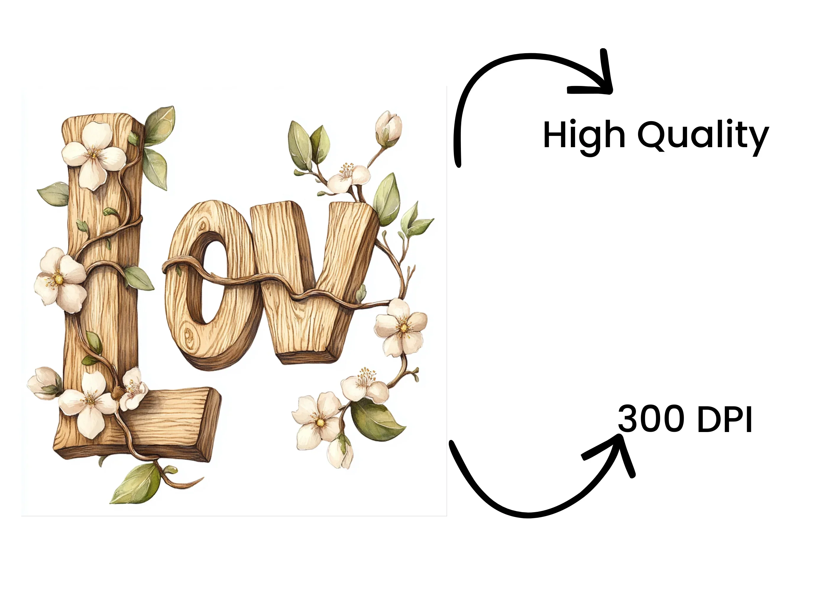 Wooden Love Letters Clipart Bundle - Image 4