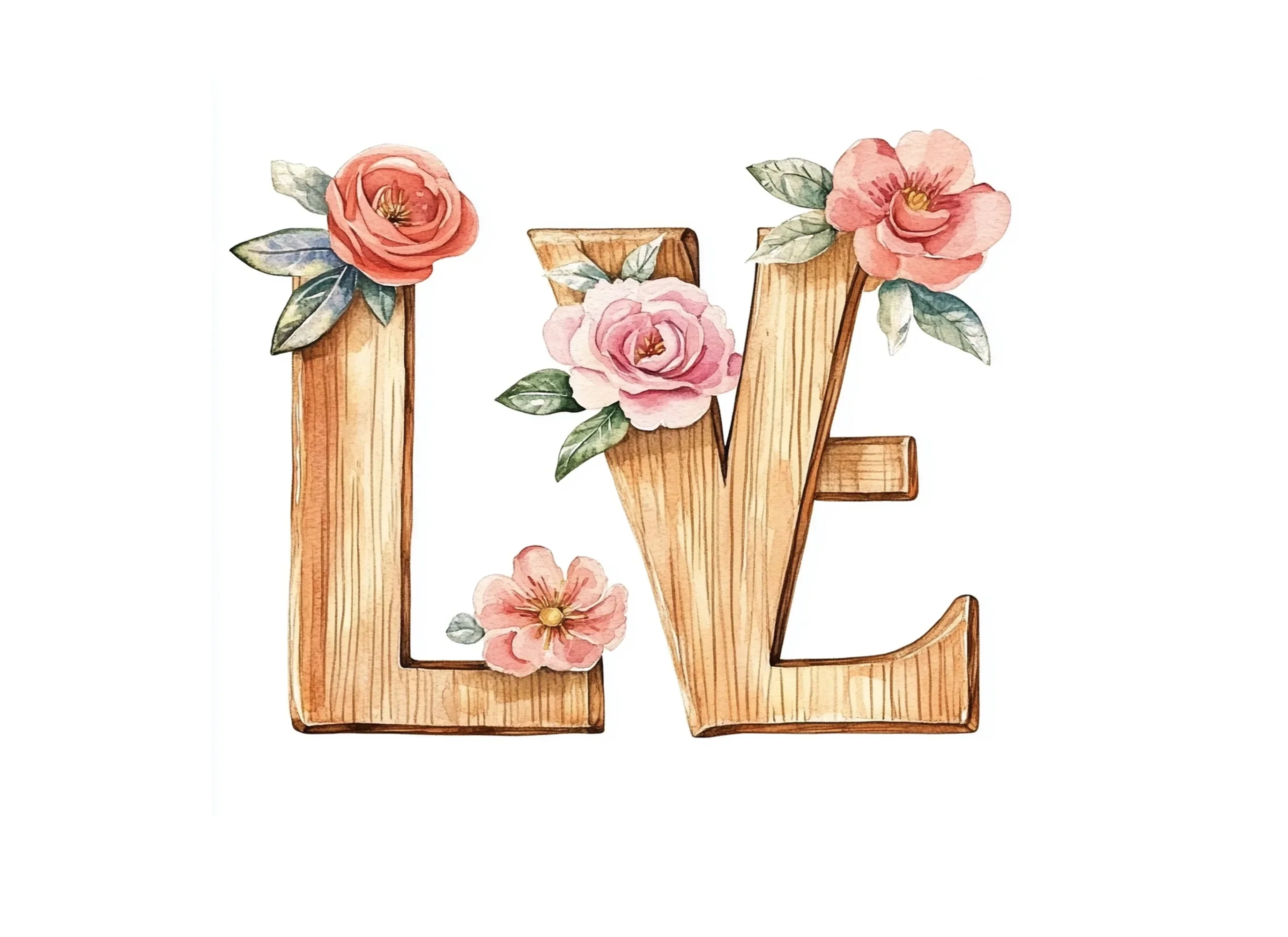 Wooden Love Letters Clipart Bundle - Image 2