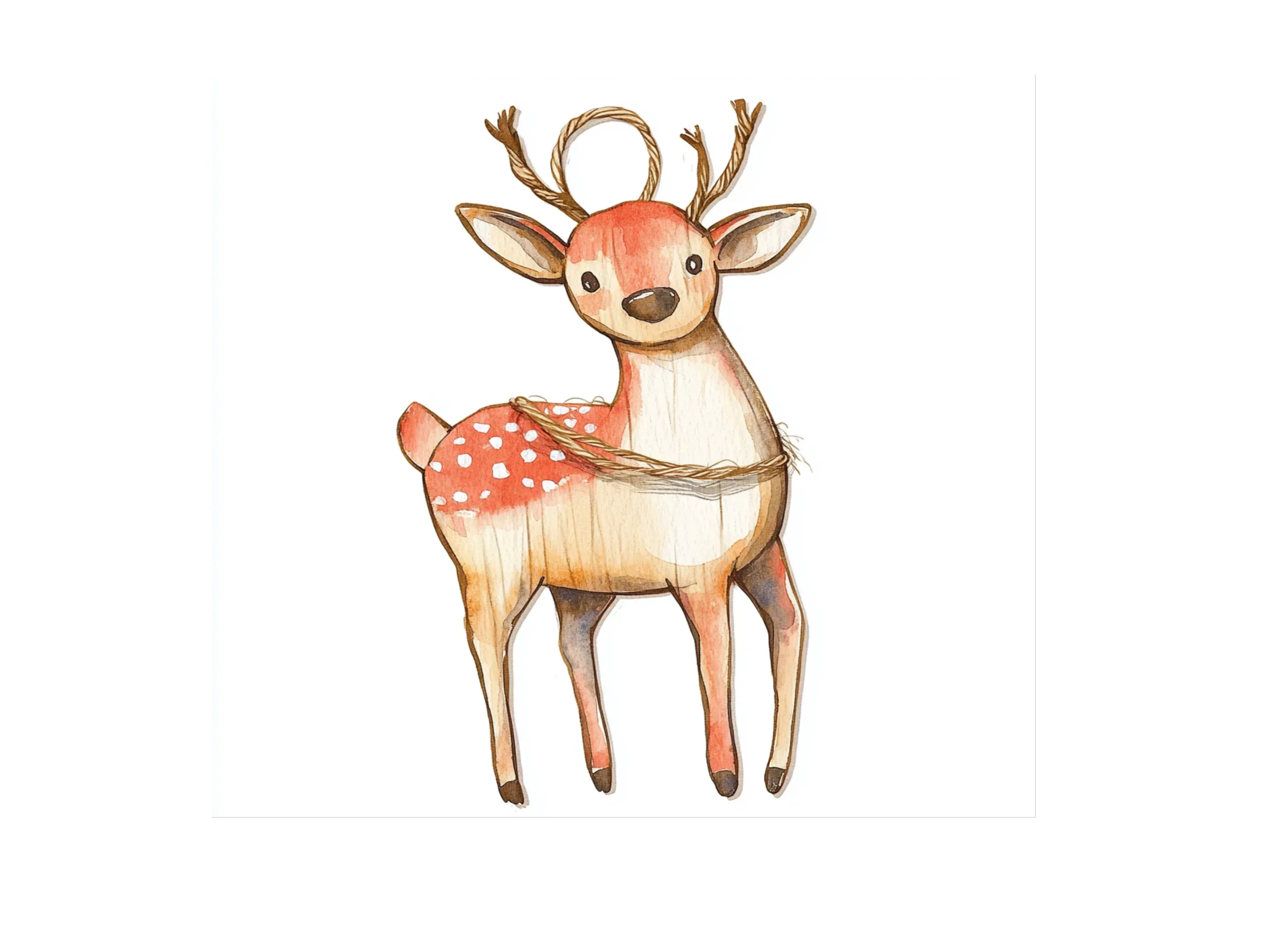 Wooden Reindeer Christmas Clipart Bundle - Image 3