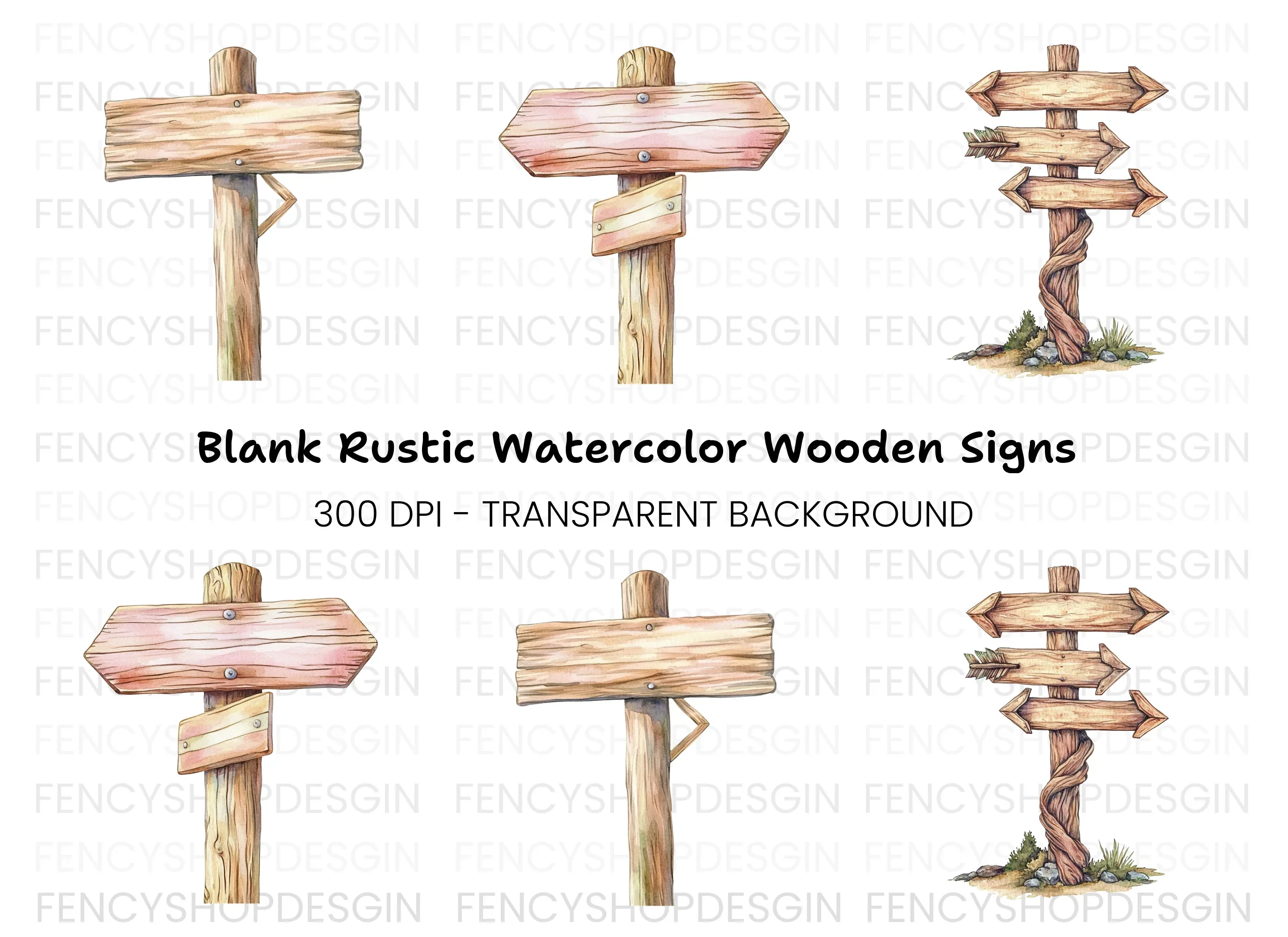 Wooden Signpost Clipart Bundle
