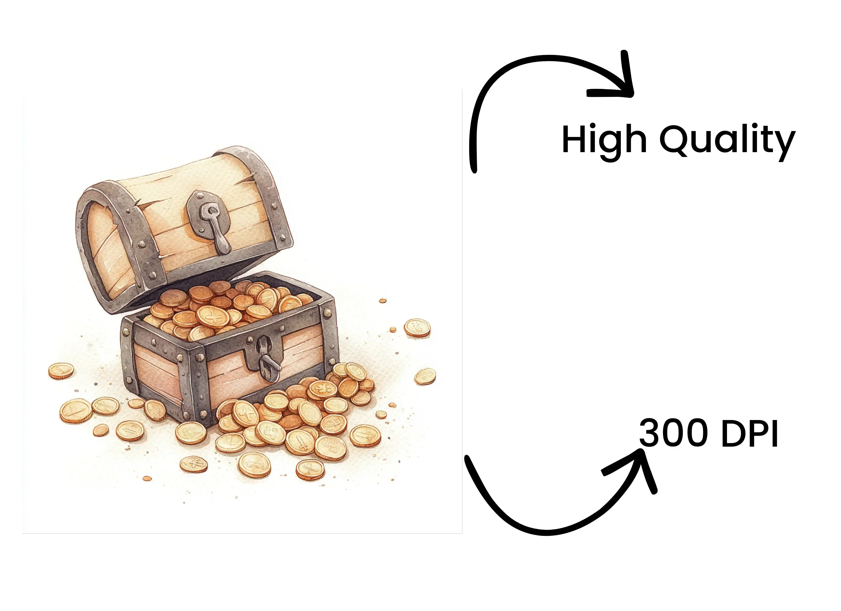 Wooden Treasure Chests with Gold Clipart Bundle - Image 4