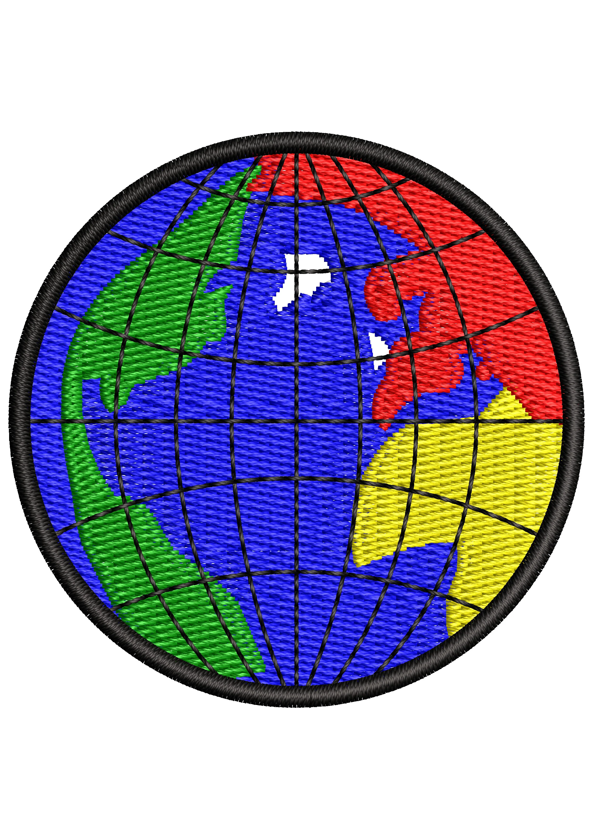 World Map Ocean Embroidery Design