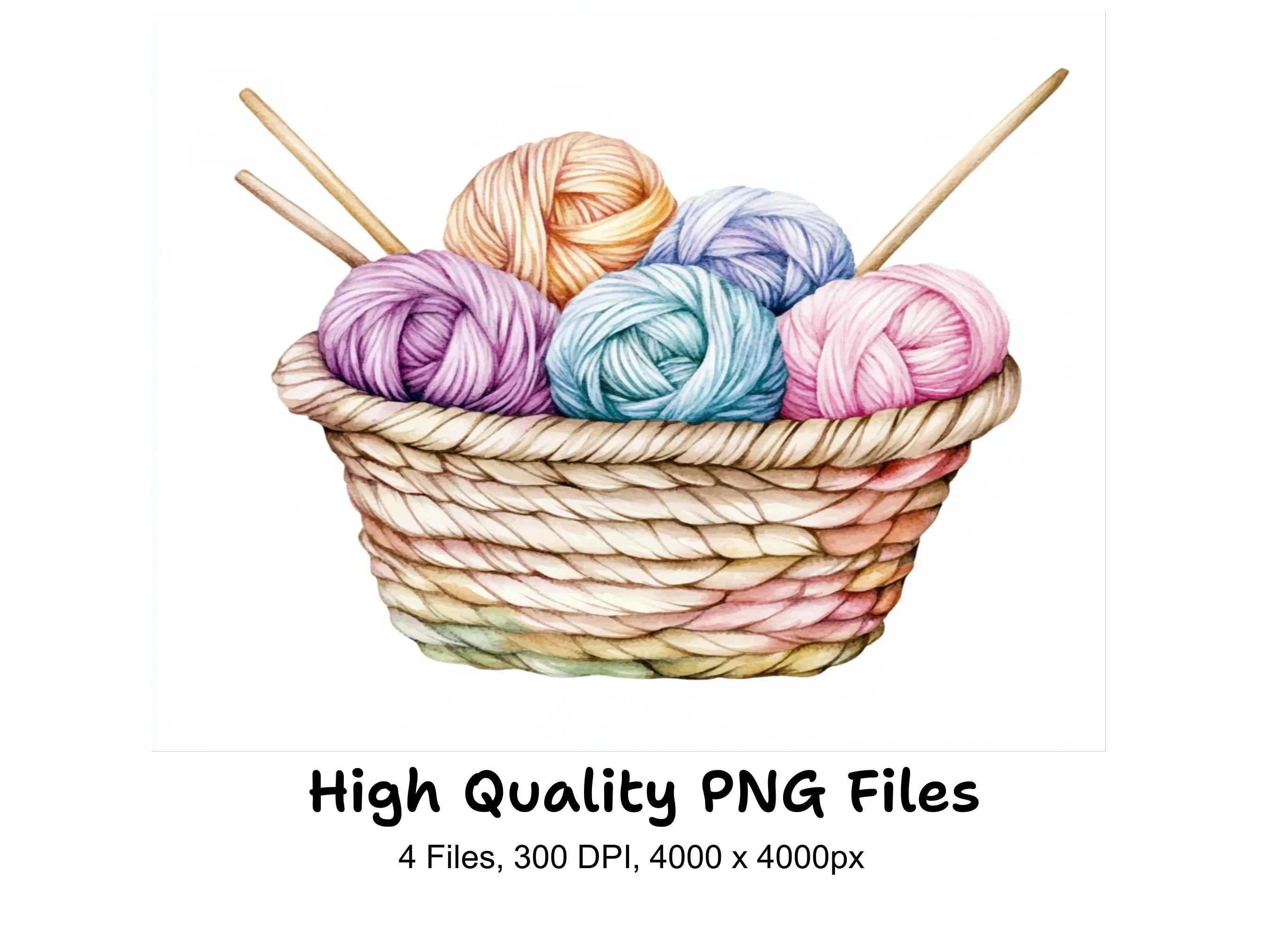 Yarn Baskets Clipart Bundle