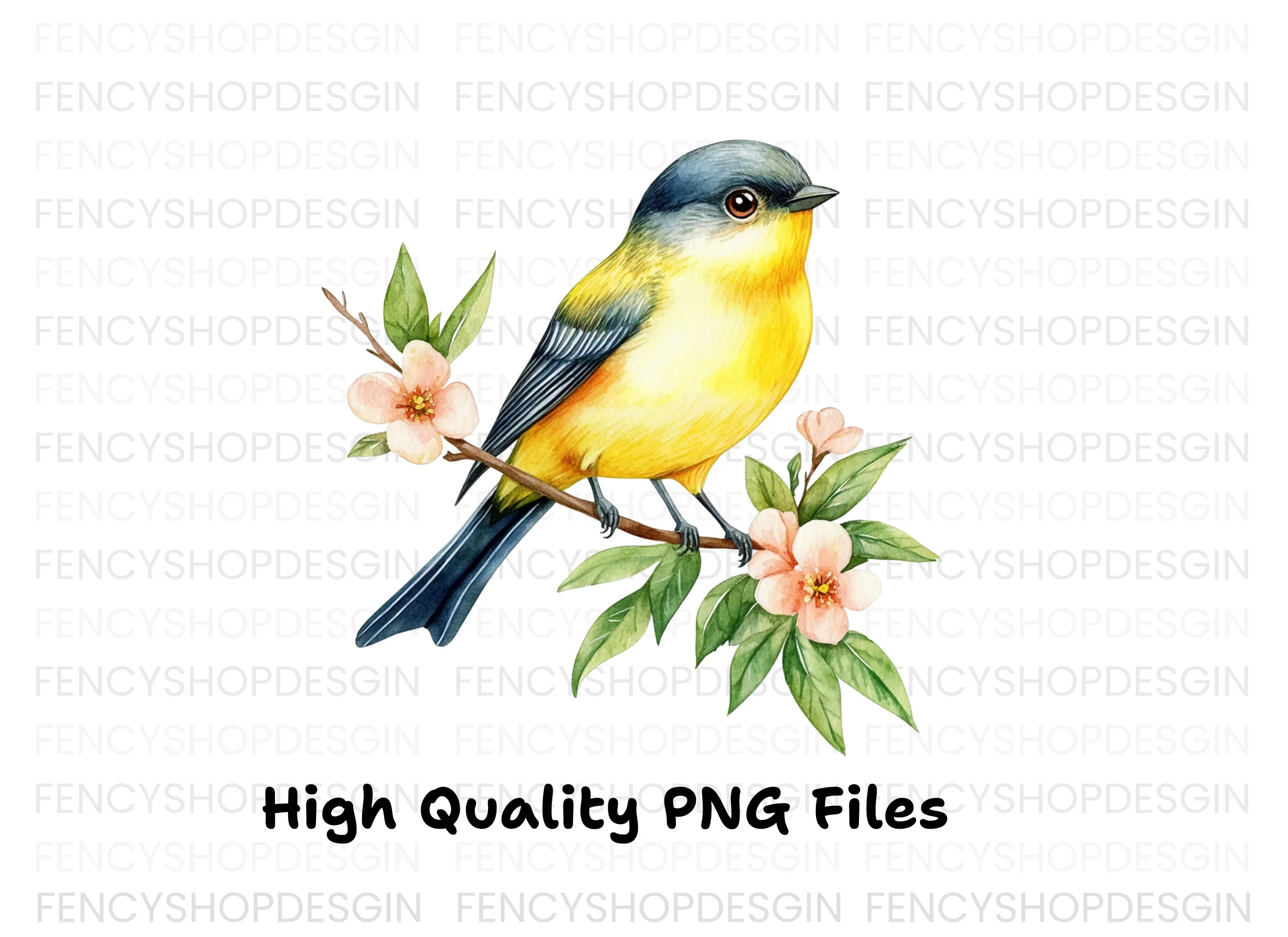 Yellow Bird on Branch Clipart Bundle - Image 3