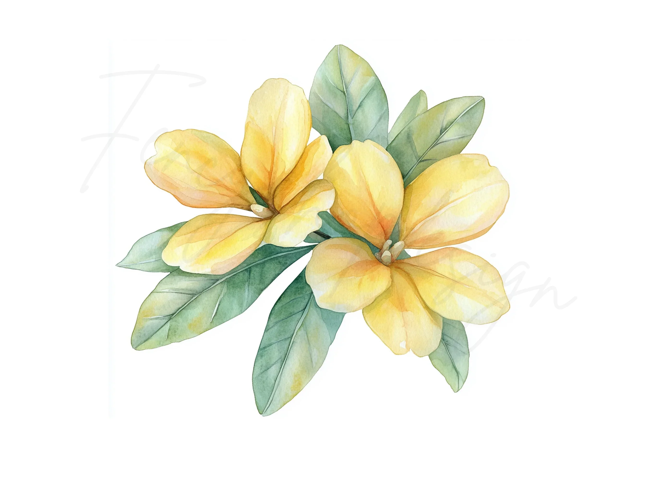 Yellow Floral Leaf Clipart Bundle - Image 3