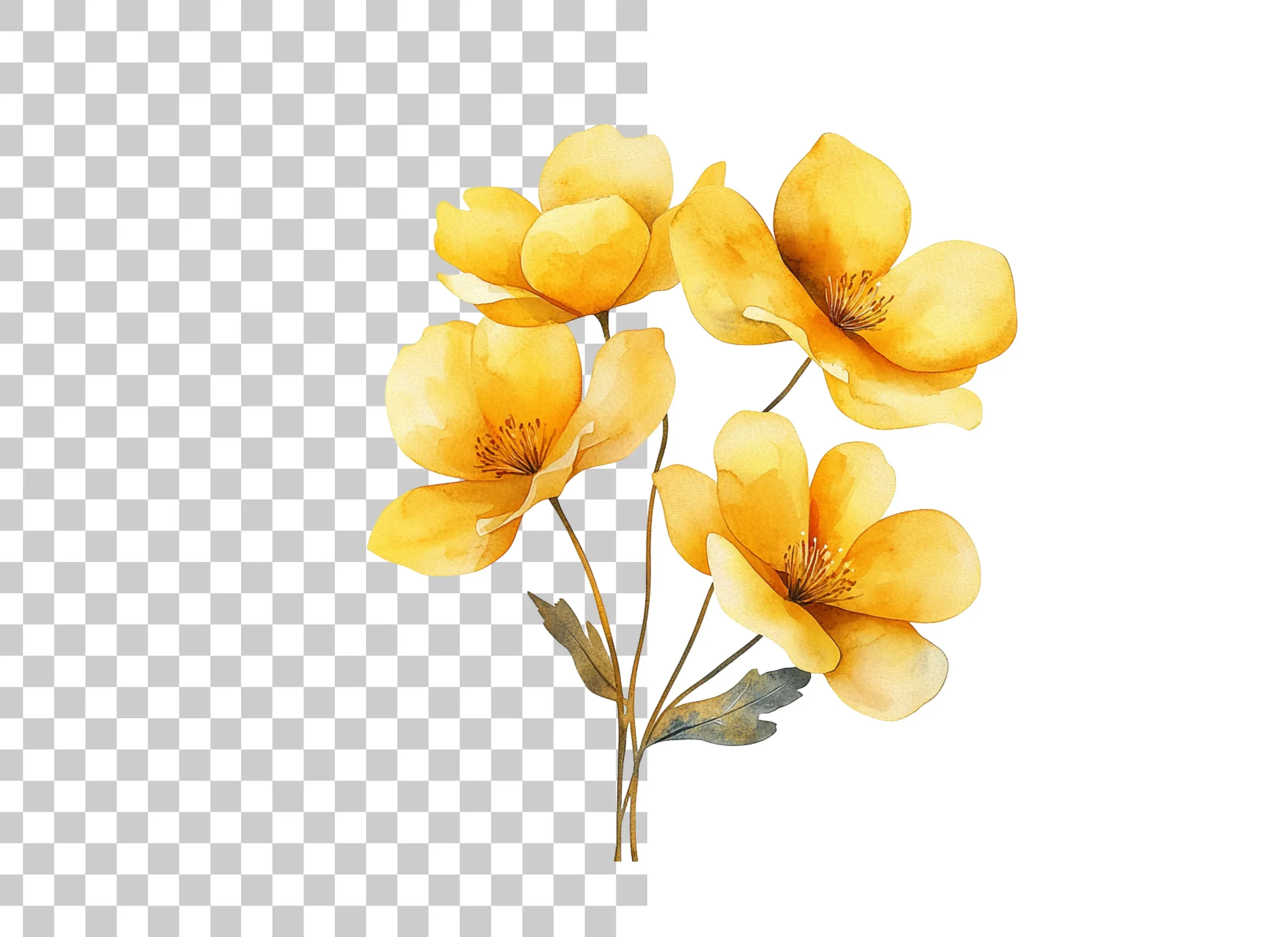 Yellow Flowers Clipart Bundle - Image 2