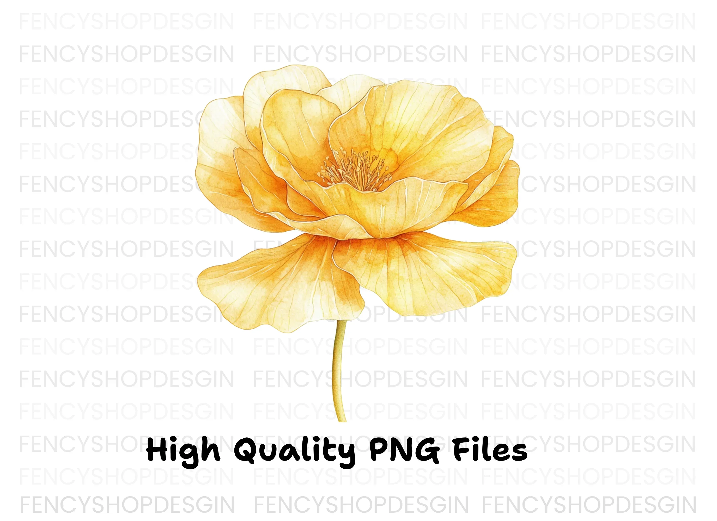 Yellow Poppy Flower Clipart Bundle - Image 2