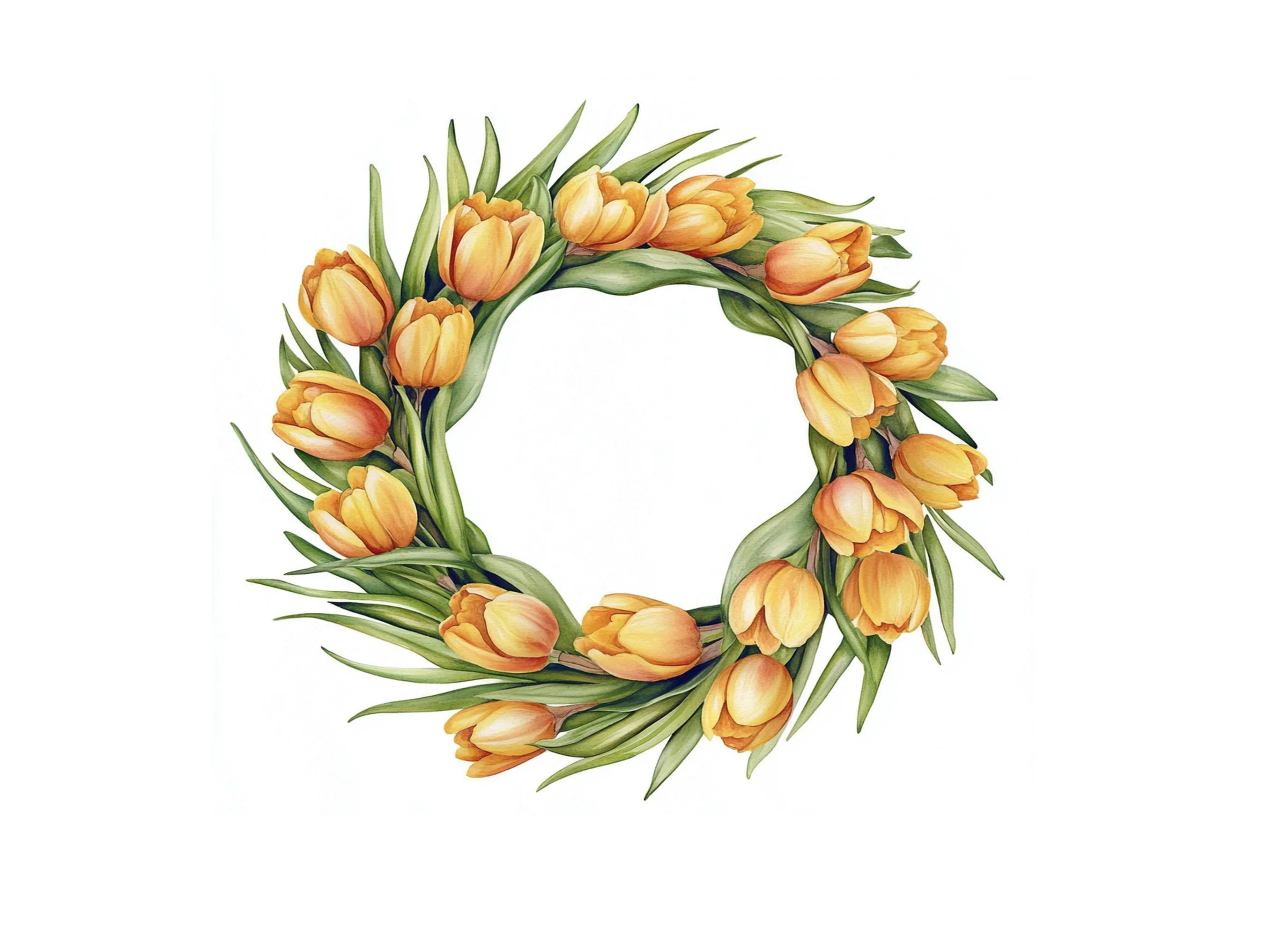 Yellow Tulip and Daffodil Wreaths Clipart Bundle - Image 3