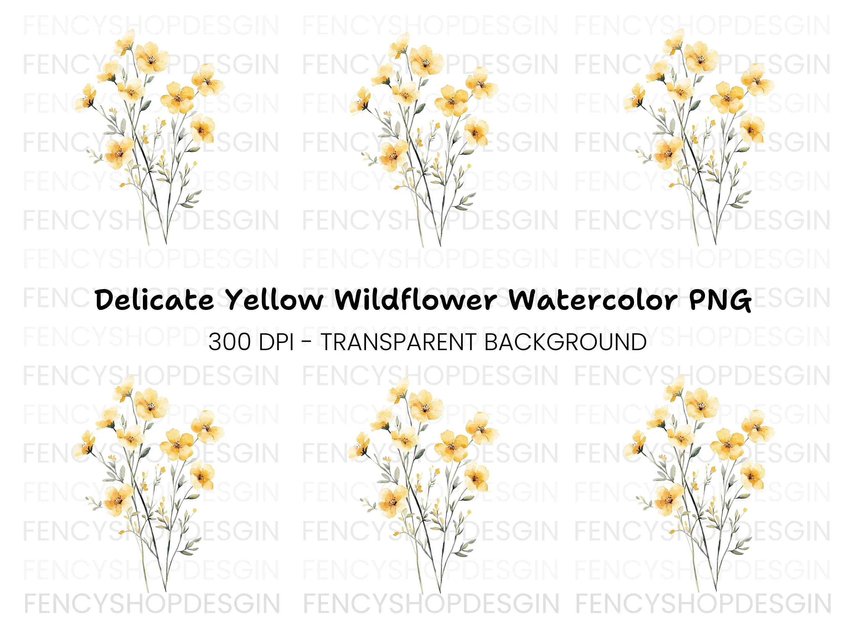 Yellow Wildflowers Clipart Bundle