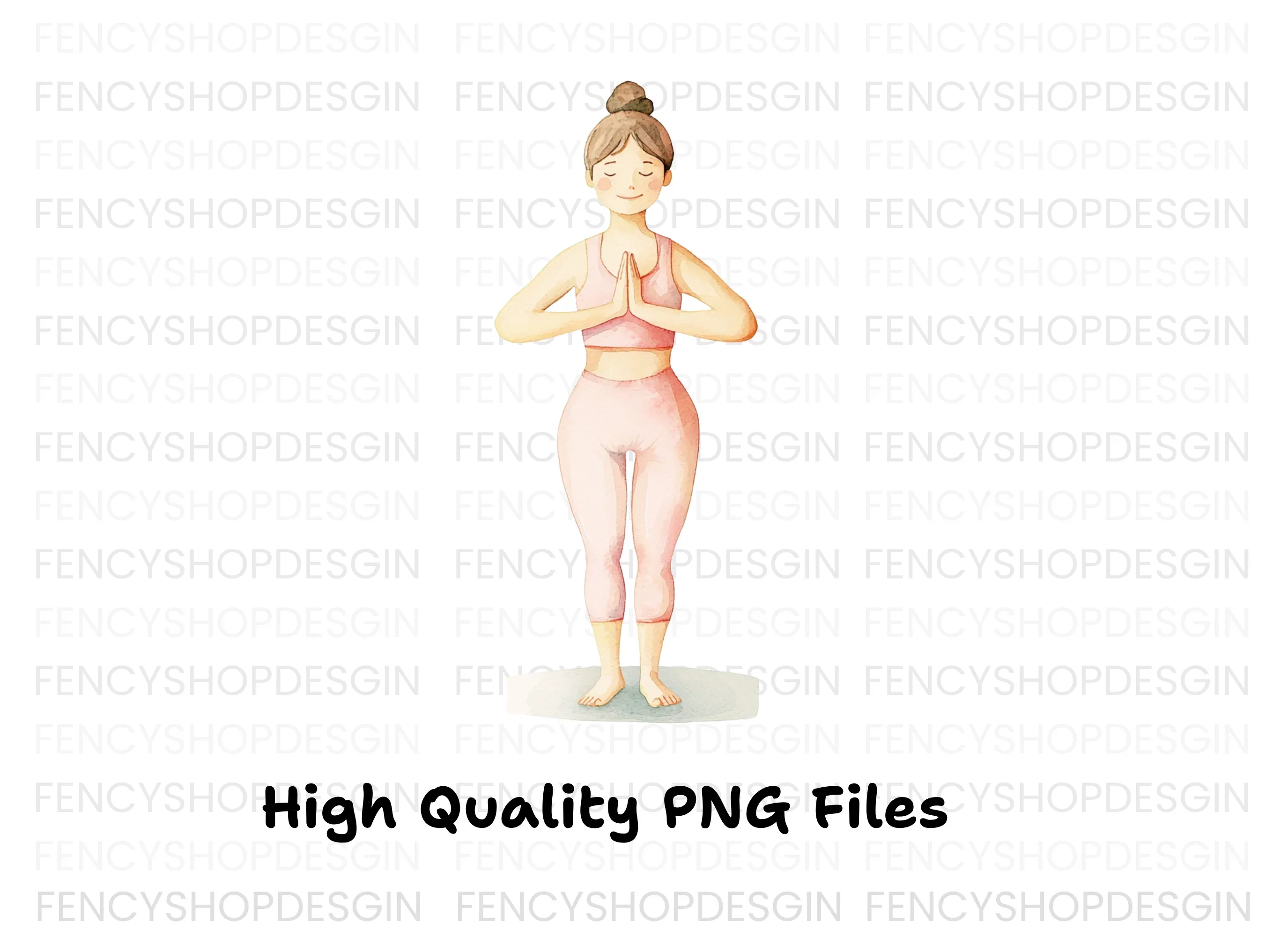 Yoga Girl Peaceful Standing Pose Clipart Bundle - Image 3