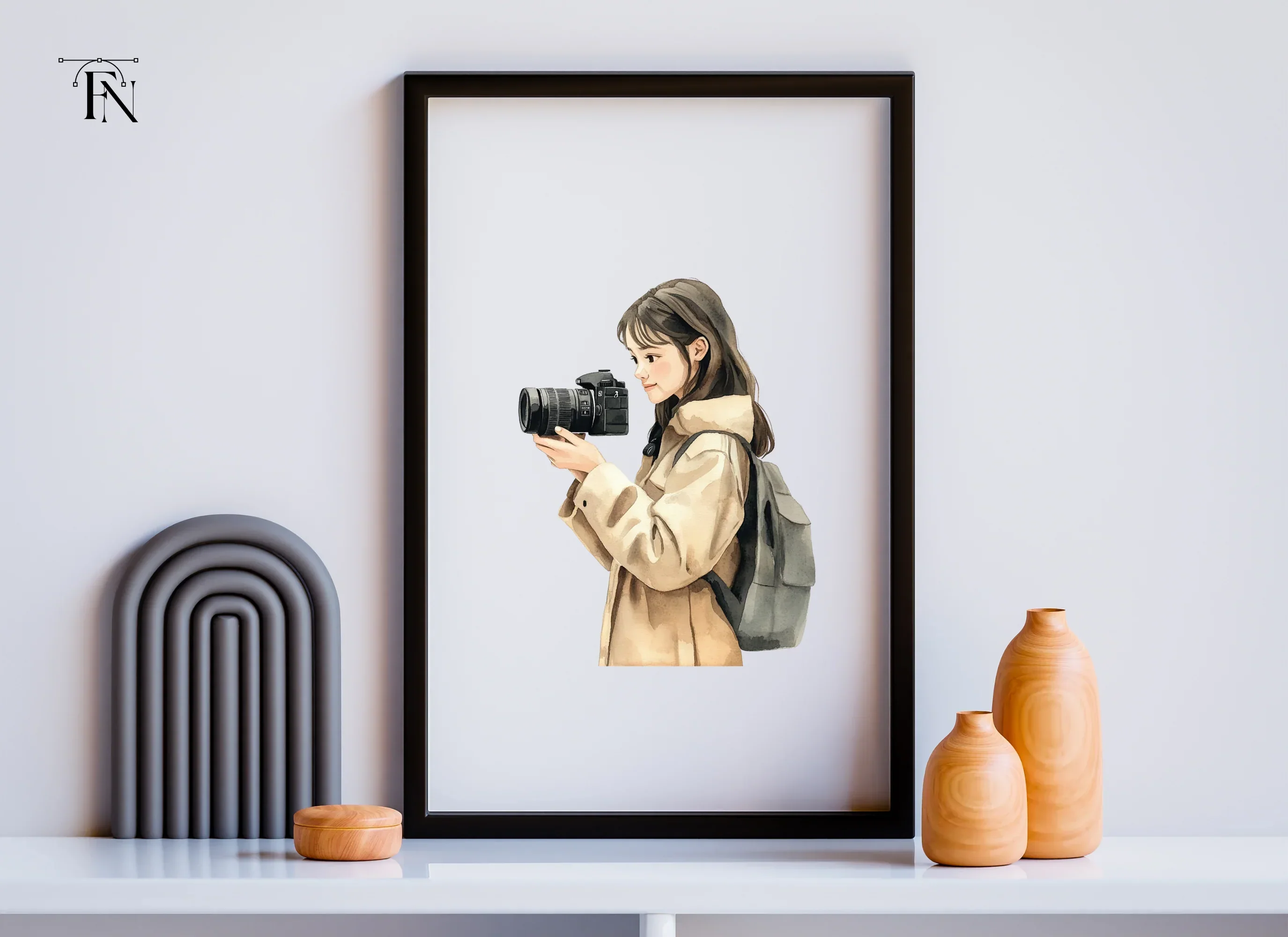 Young Woman with Camera Clipart Bundle - Image 6