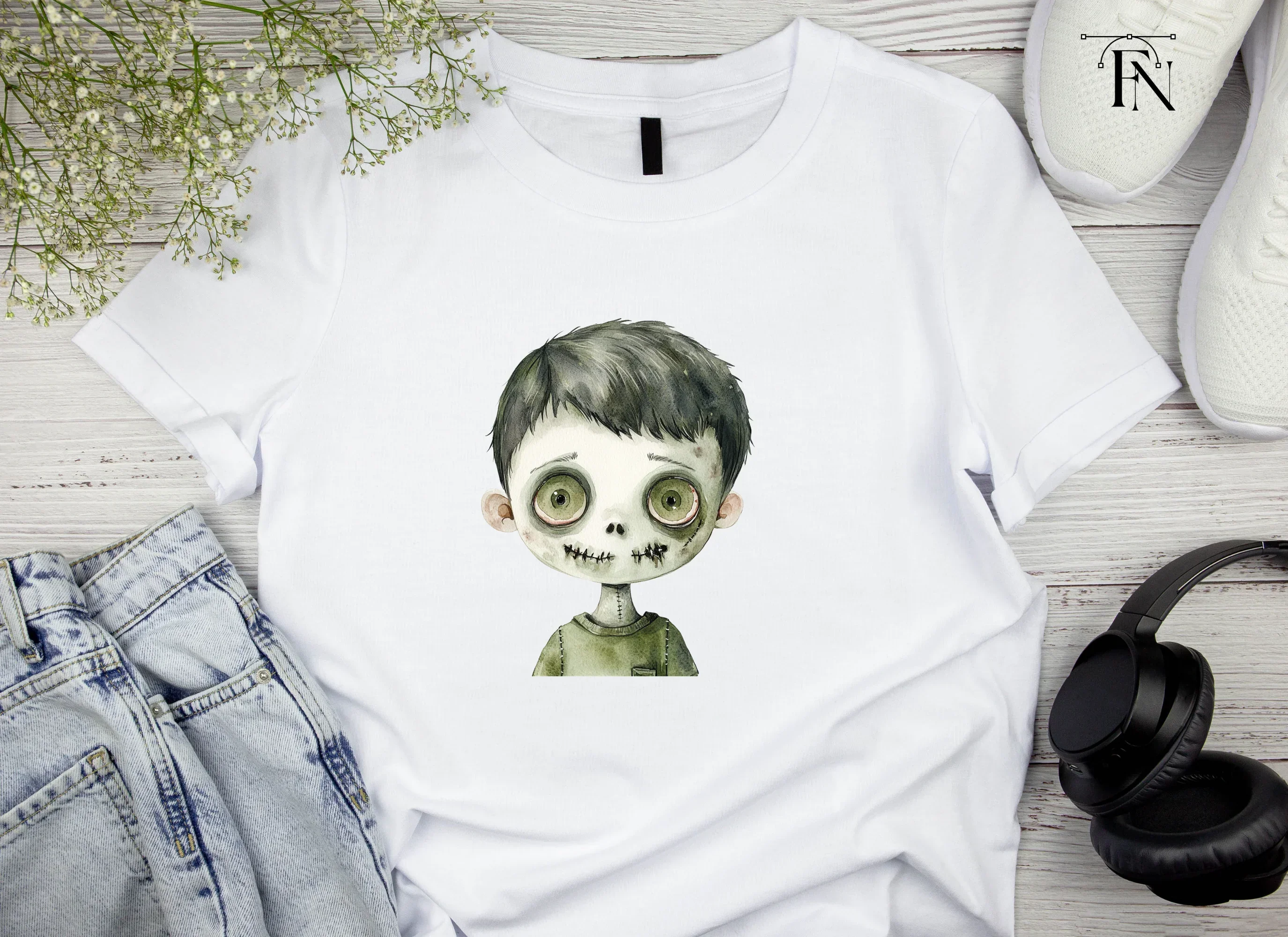 Zombie Boy Faces Clipart Bundle - Image 5