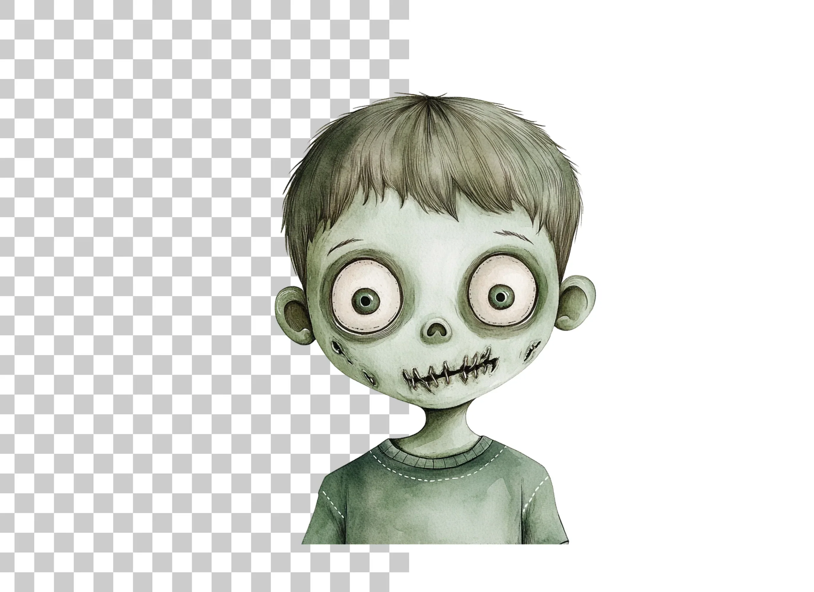 Zombie Boy Faces Clipart Bundle - Image 6